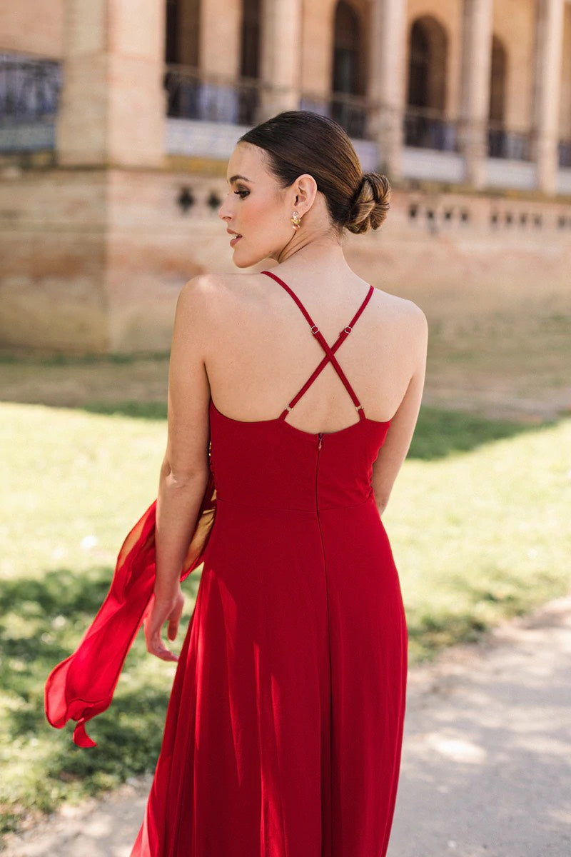 Khushboo & Pankaj - Blood Red Slit Dress