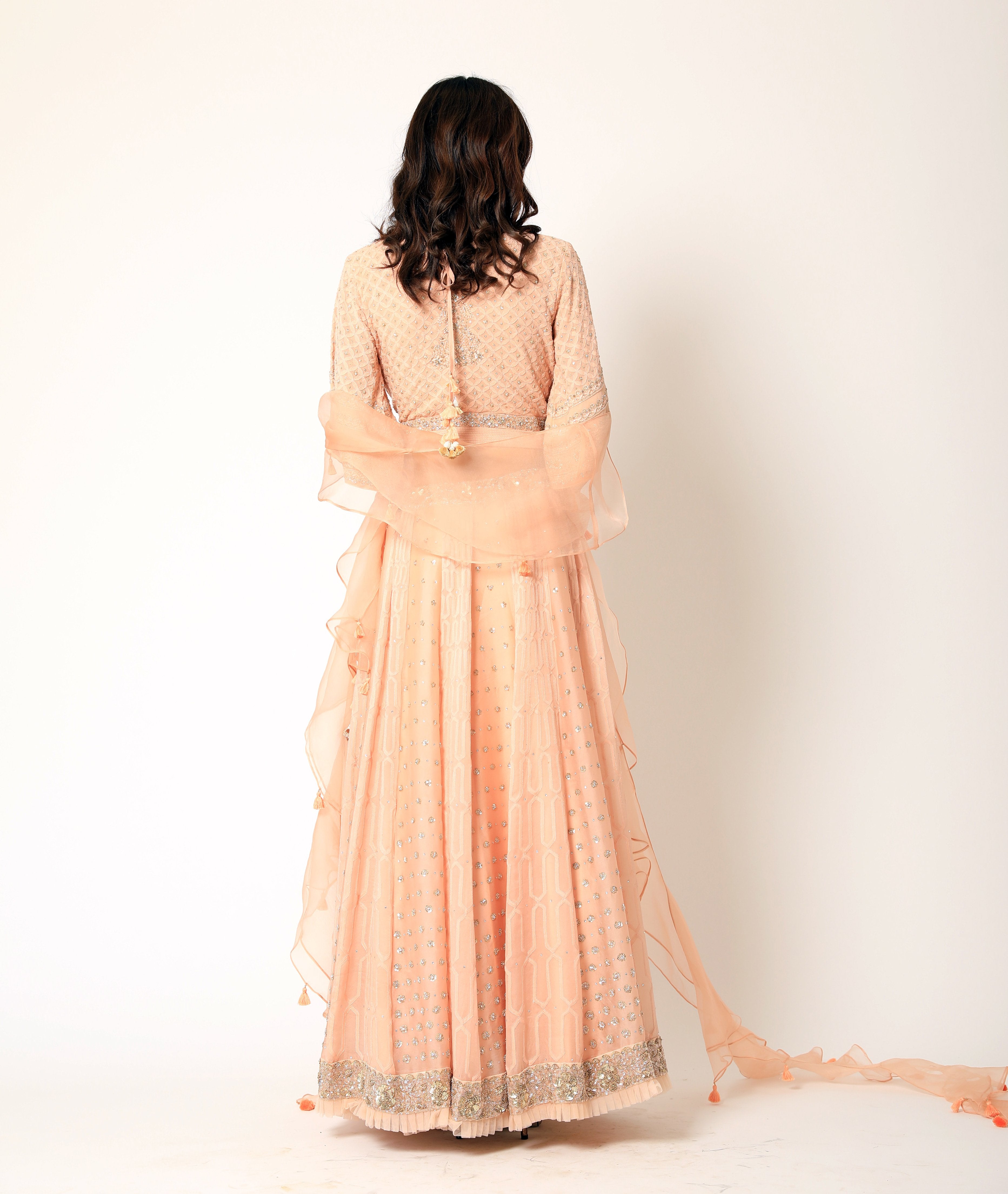 Romaa - Peach Embroidered Lehenga Set