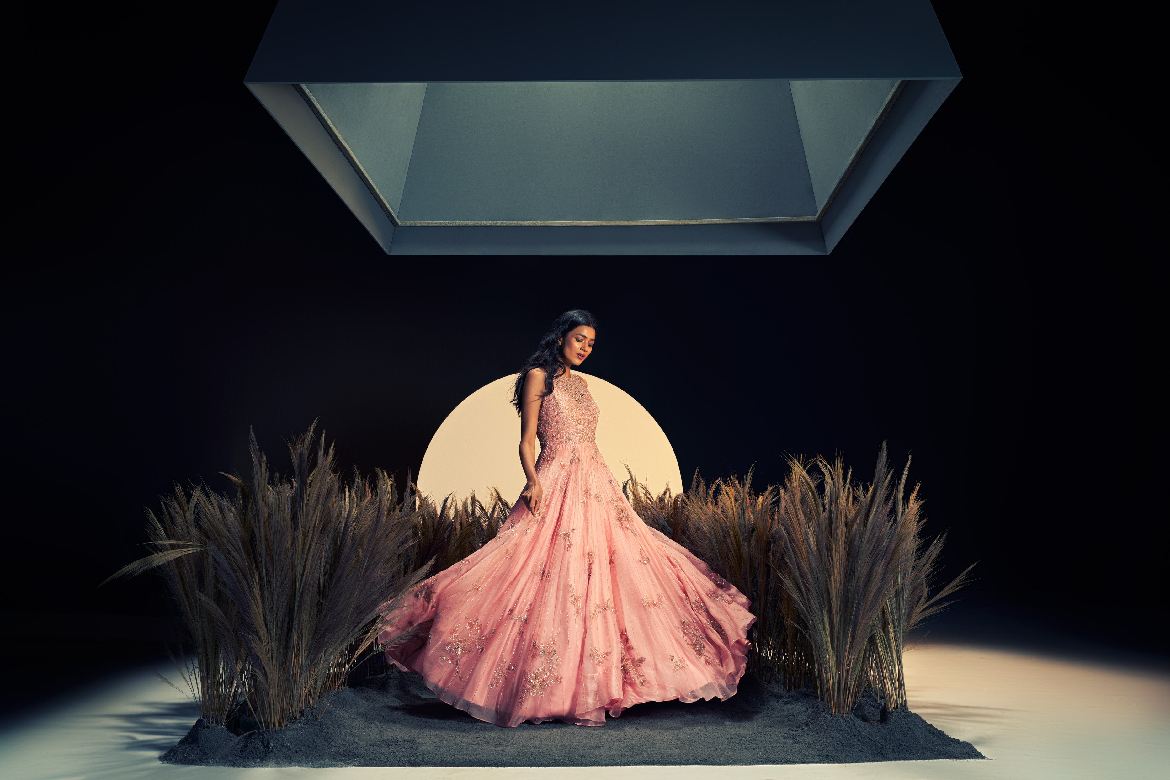 Mirroir - Candy Pink Organza Embroidered Gown