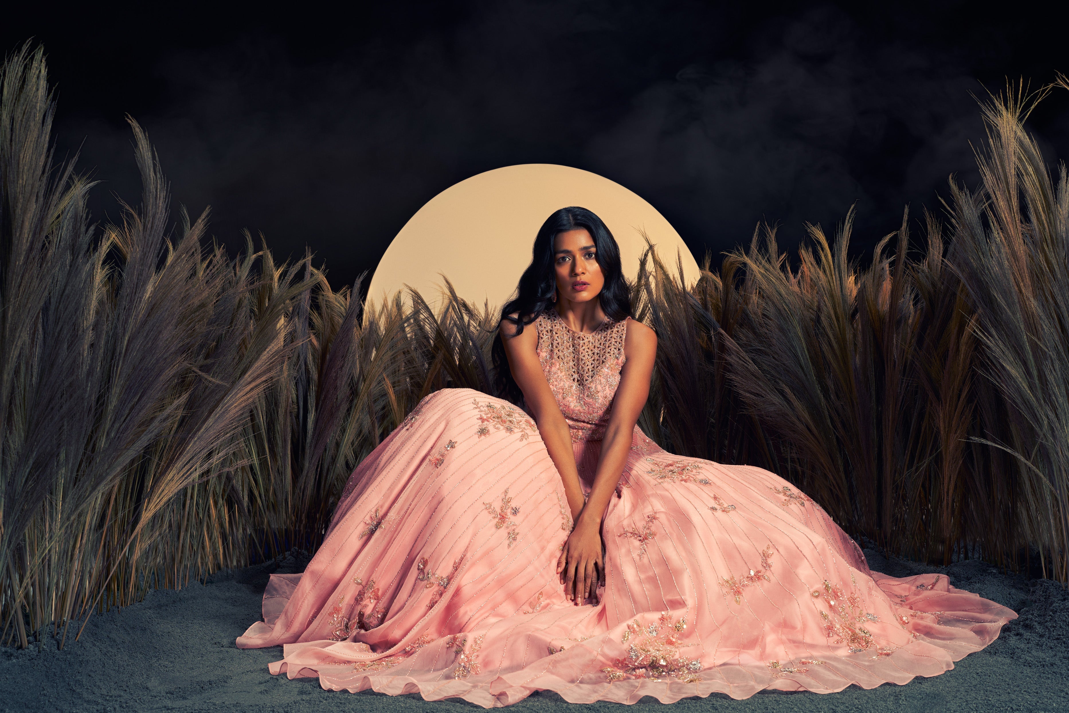 Mirroir - Candy Pink Organza Embroidered Gown