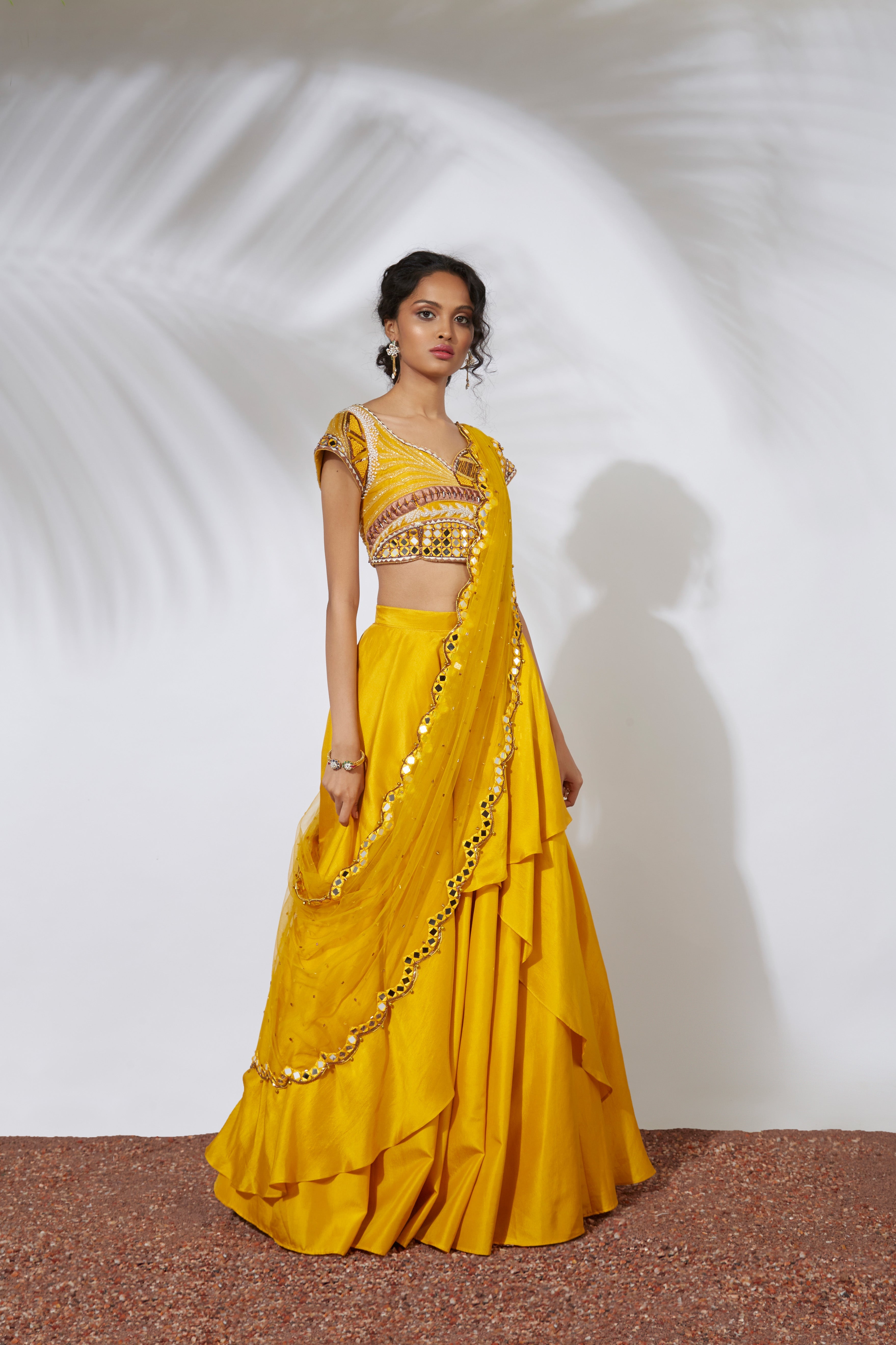 Mehak Murpana - Yellow Lehenga with Embroidered Choli Set