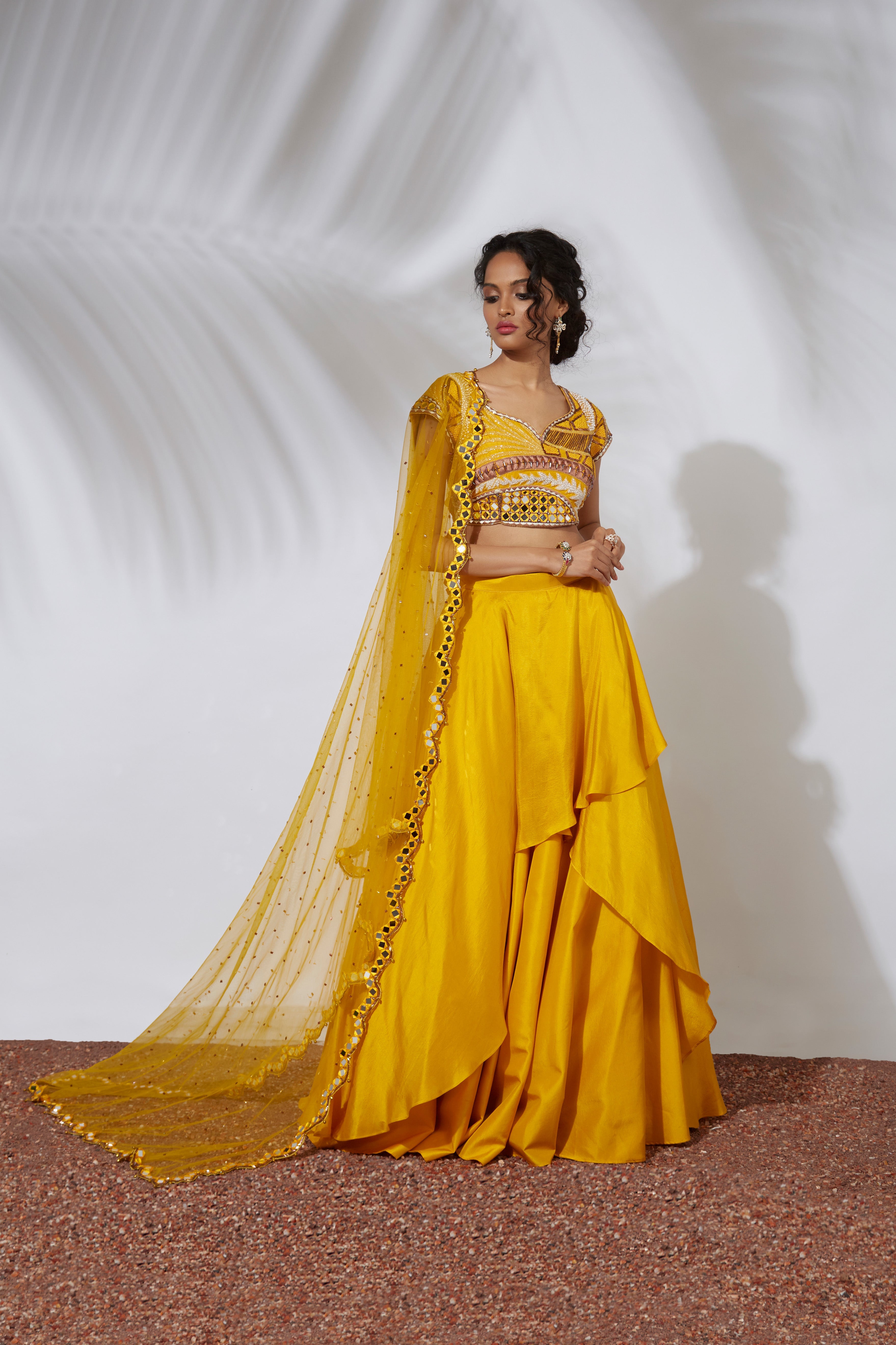 Mehak Murpana - Yellow Lehenga with Embroidered Choli Set