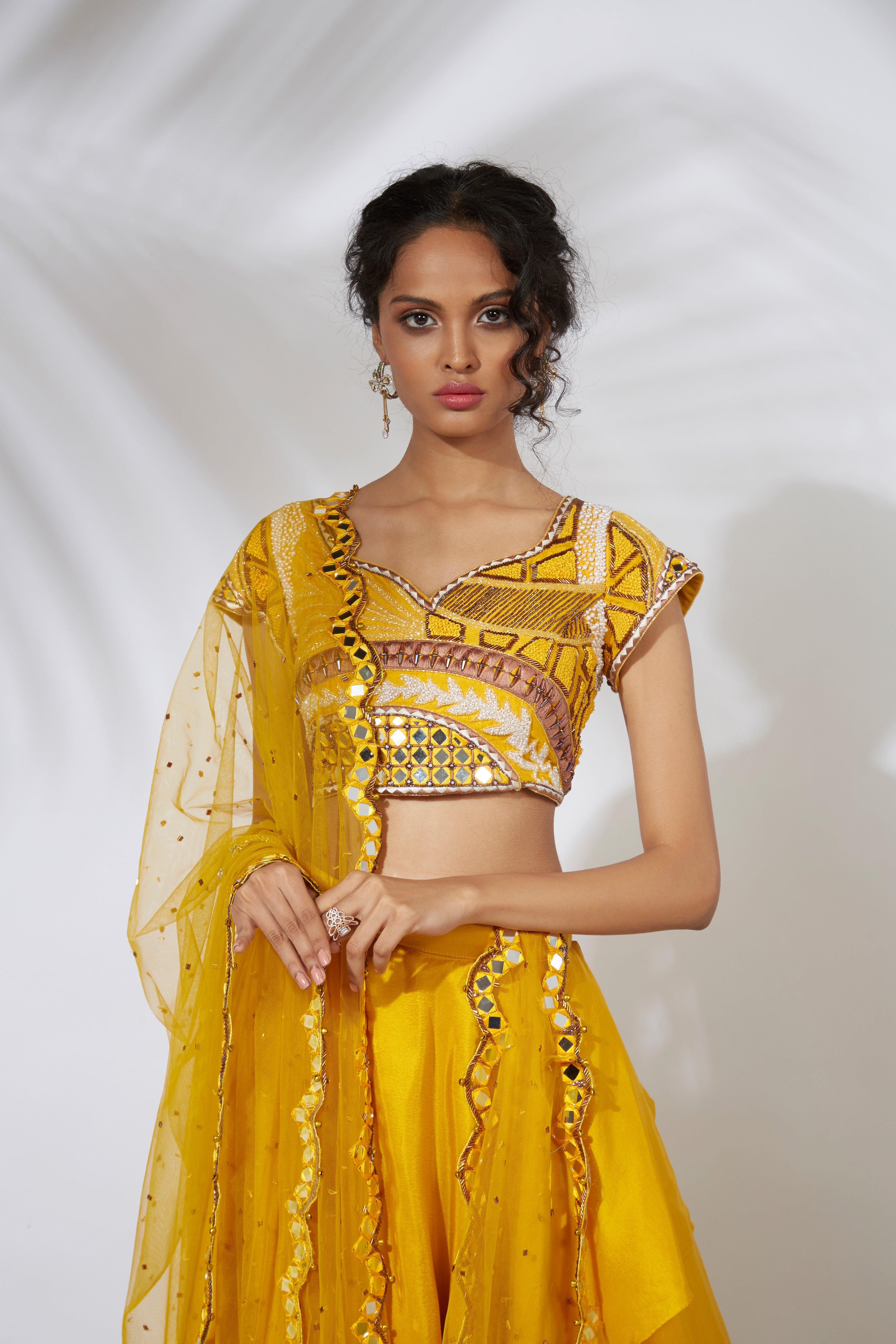 Mehak Murpana - Yellow Lehenga with Embroidered Choli Set