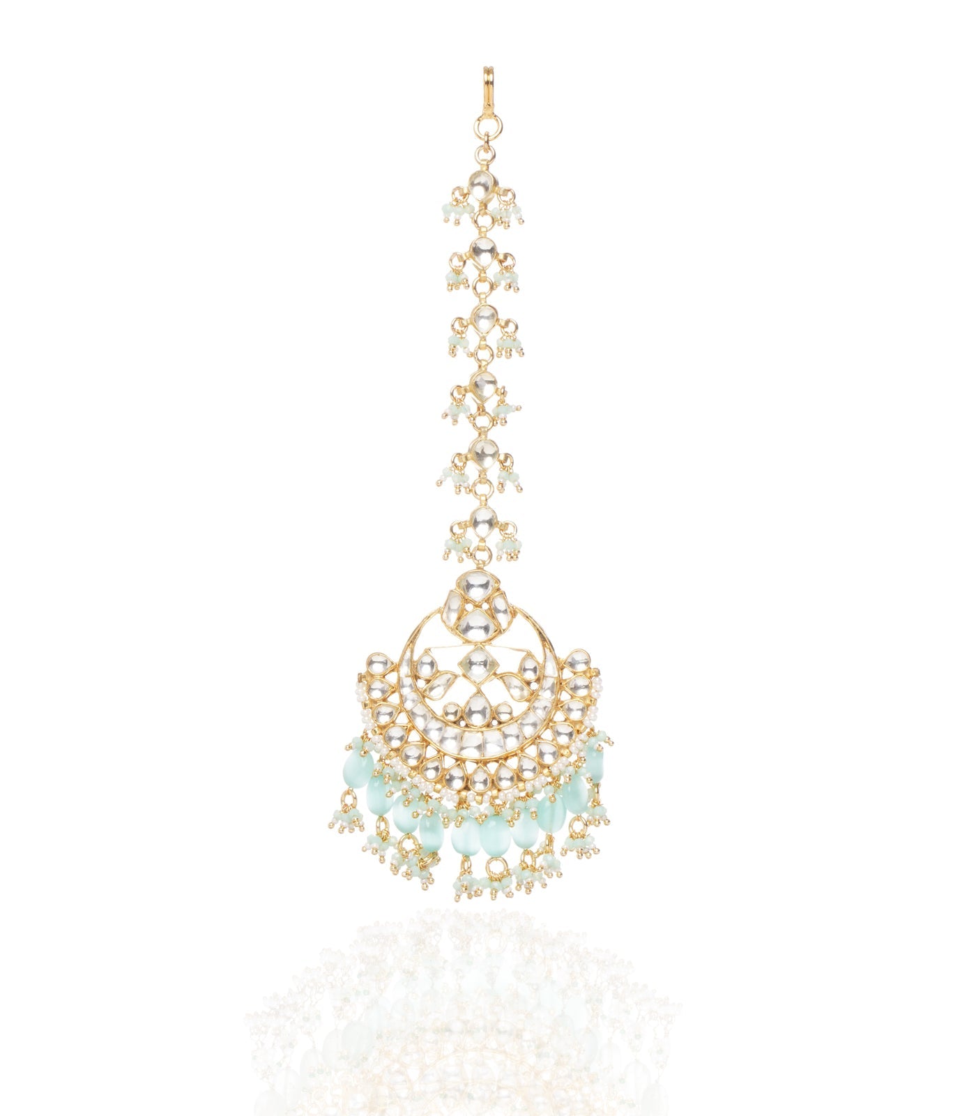 Preeti Mohan - Chandni Gold Plated Green Kundan Maang Tika