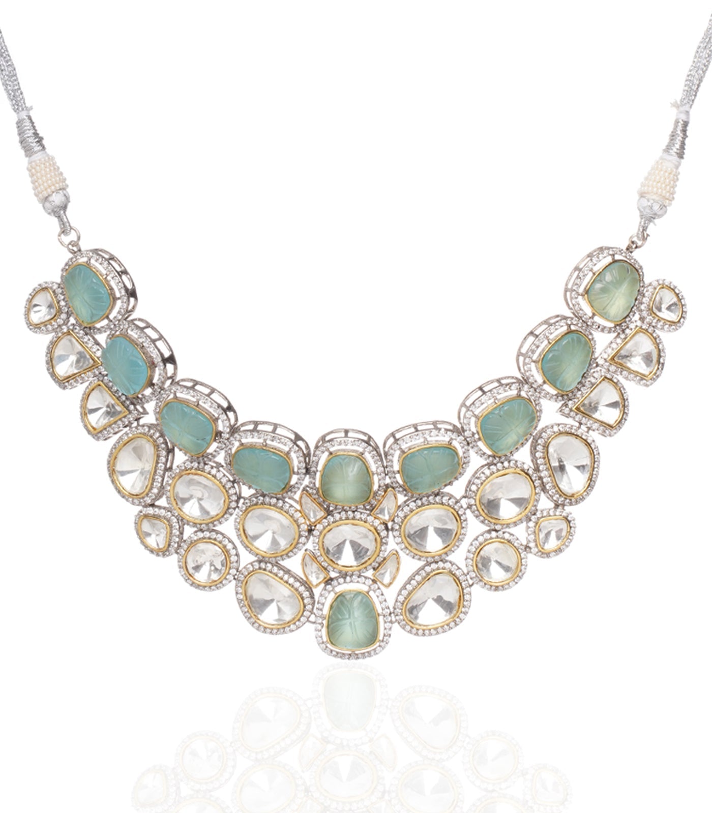 Preeti Mohan - Chandni Antique Finish Mint Polki Necklace