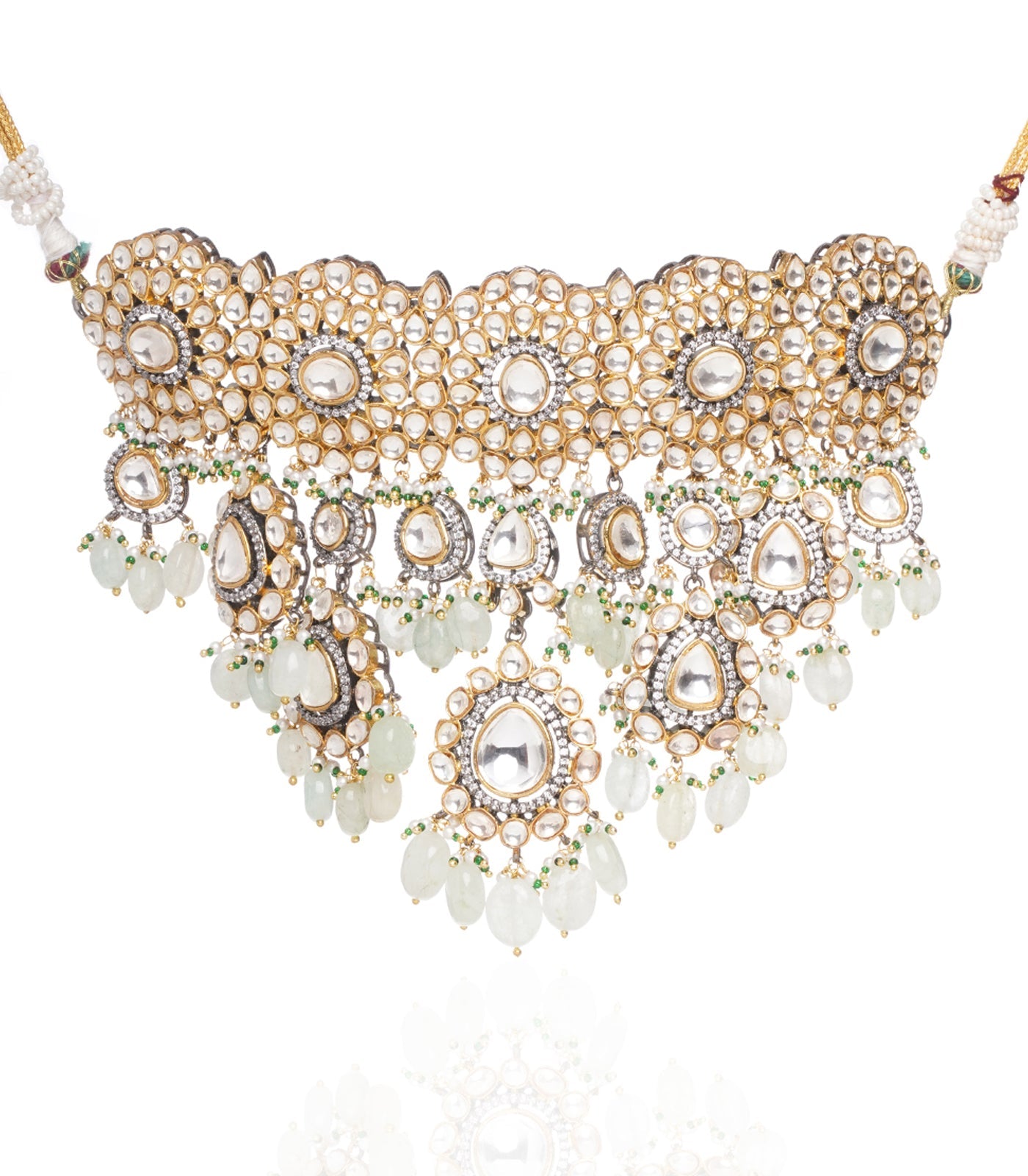 Preeti Mohan - Chandni Antique Finish Mint Kundan Necklace