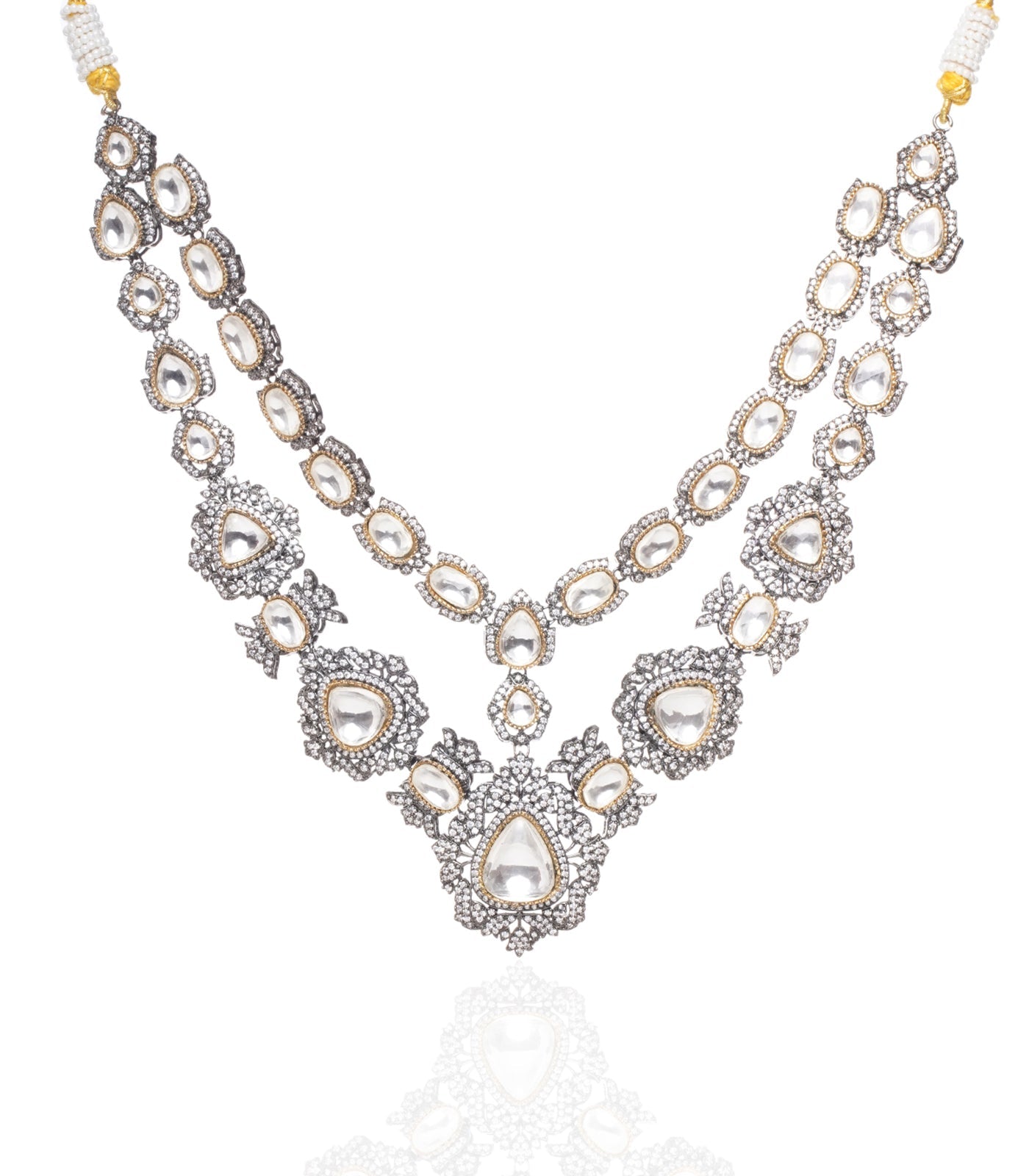 Preeti Mohan - Chandni Antique Finish Two Line Polki Necklace