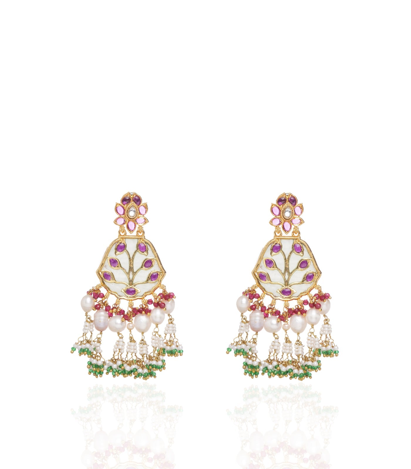 Preeti Mohan - Chandni Gold Plated Red & Mint Pendant Necklace