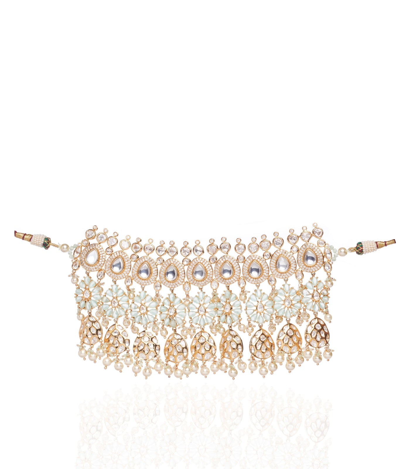 Preeti Mohan - Chandni Gold Plated Kundan Bridal Necklace Set With Pearls