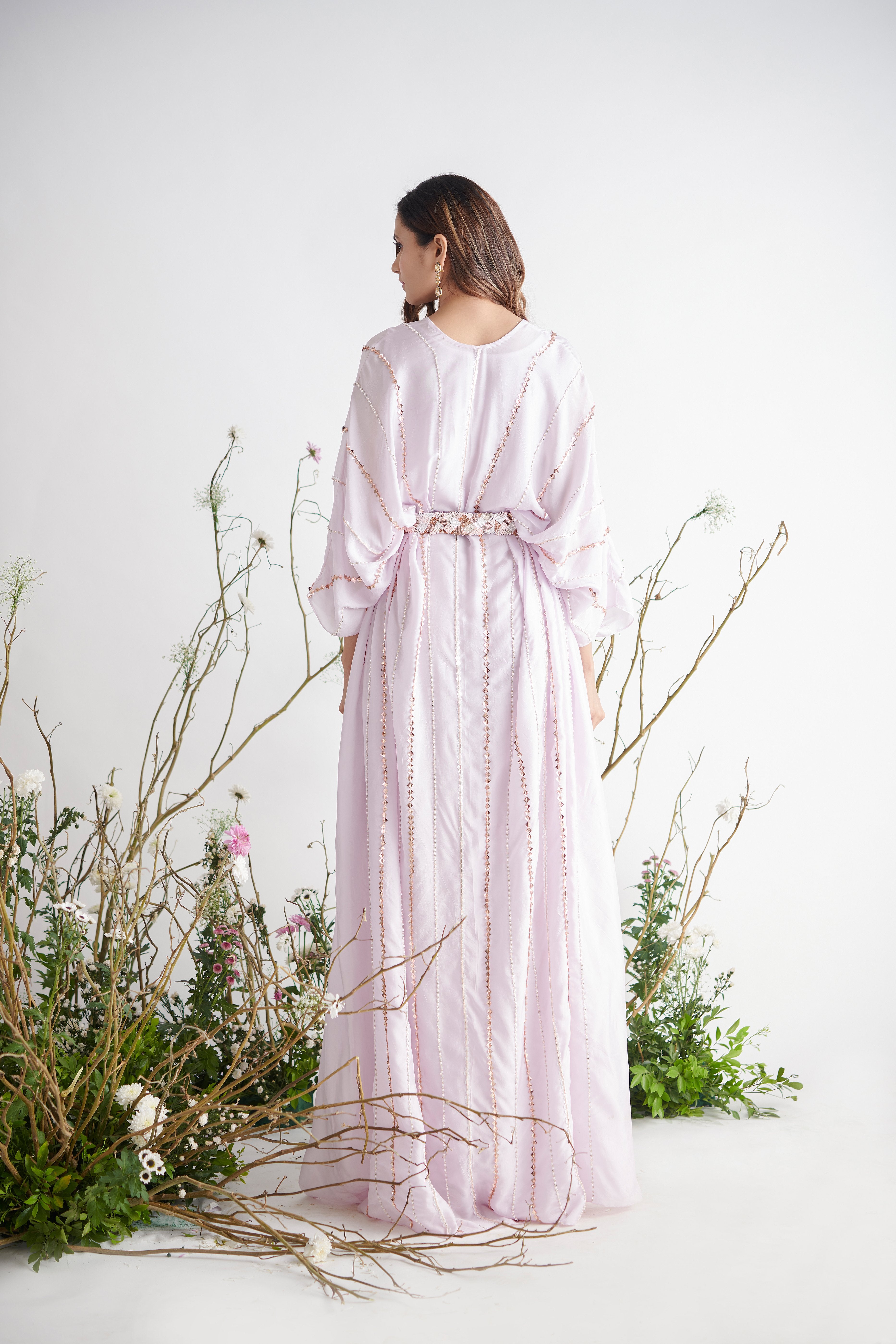 Pink Peacock Couture - Lilac Hand Embroidered Kaftaan