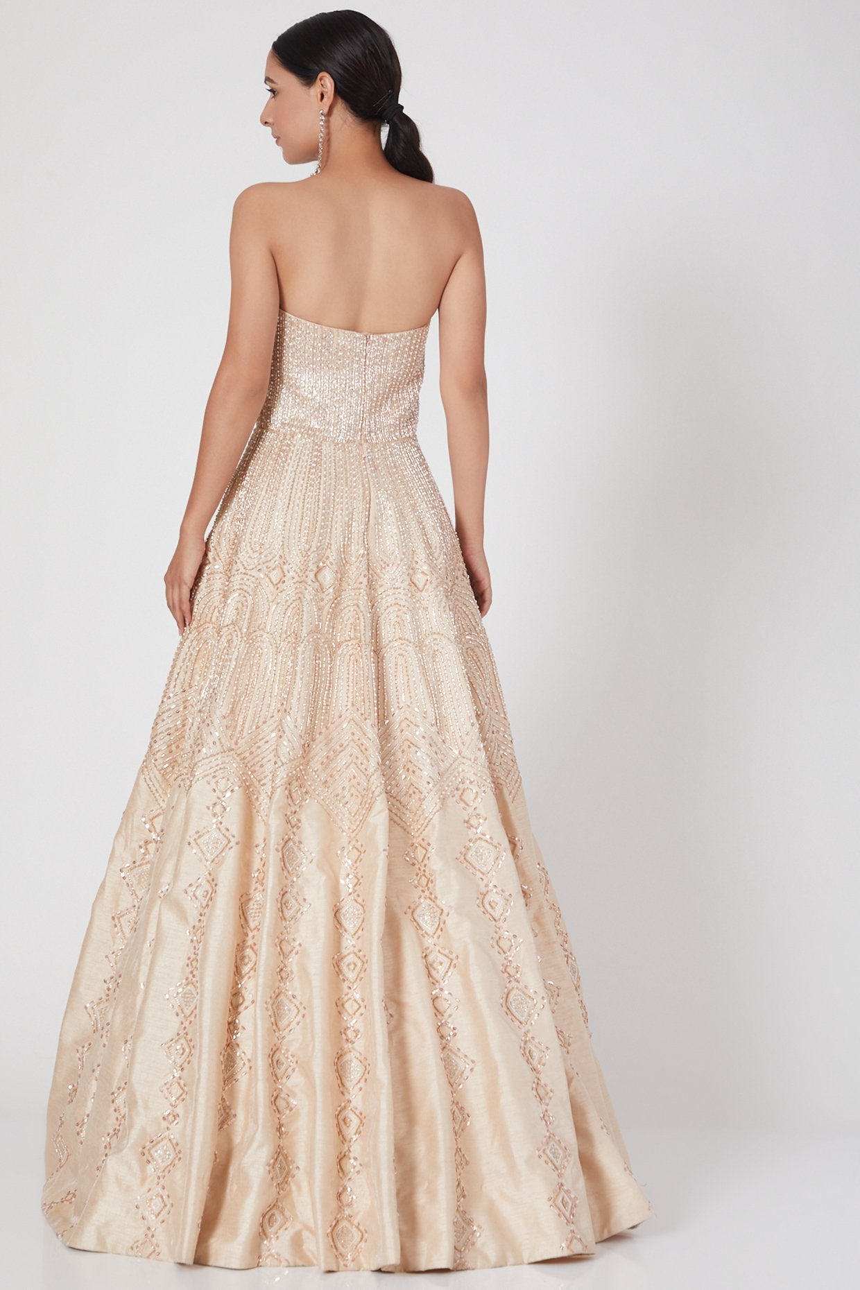 Pink Peacock Couture - Gold Hand Embroidered Gown Set