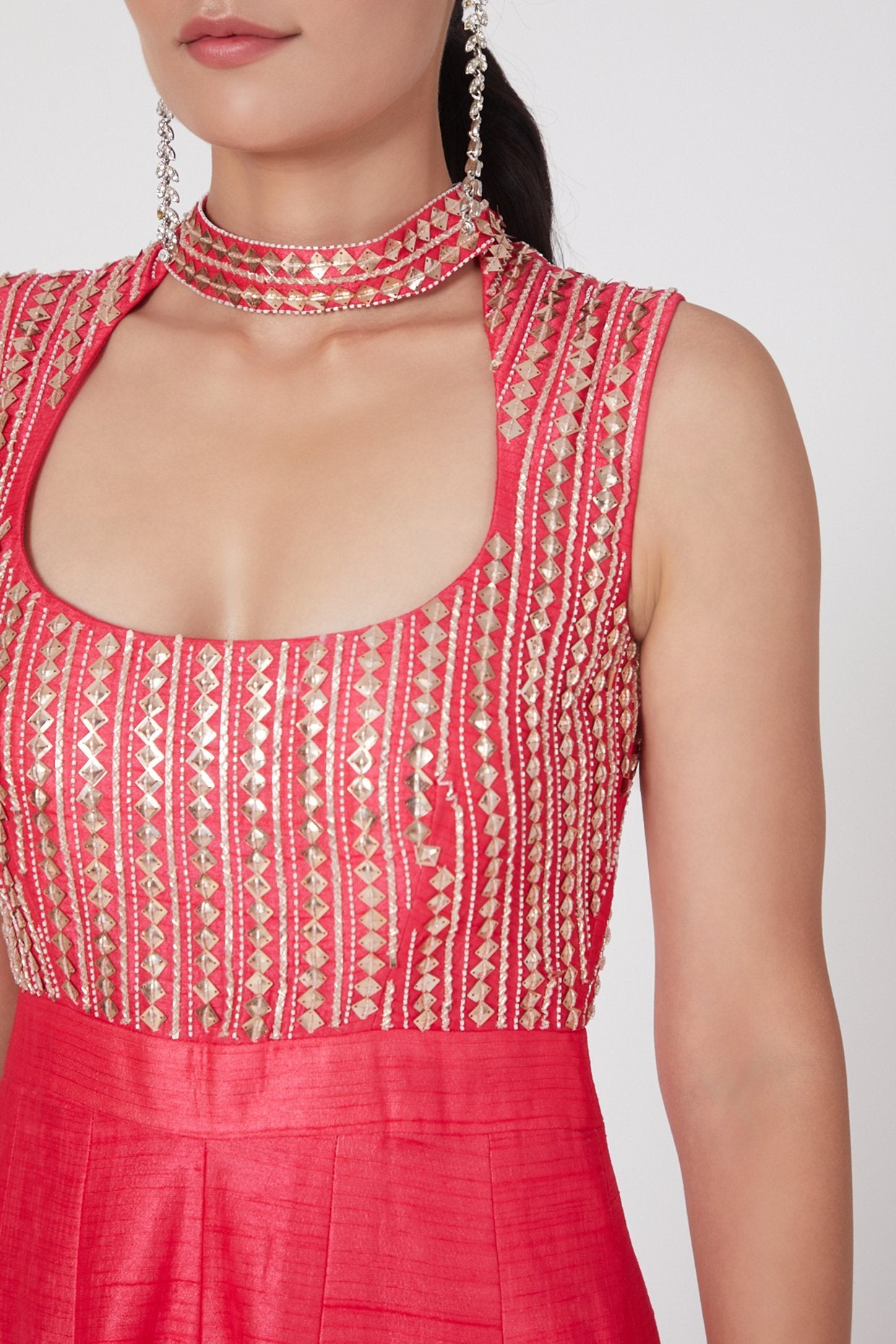 Pink Peacock Couture - Hot Pink Hand Embroidered Jumpsuit Set