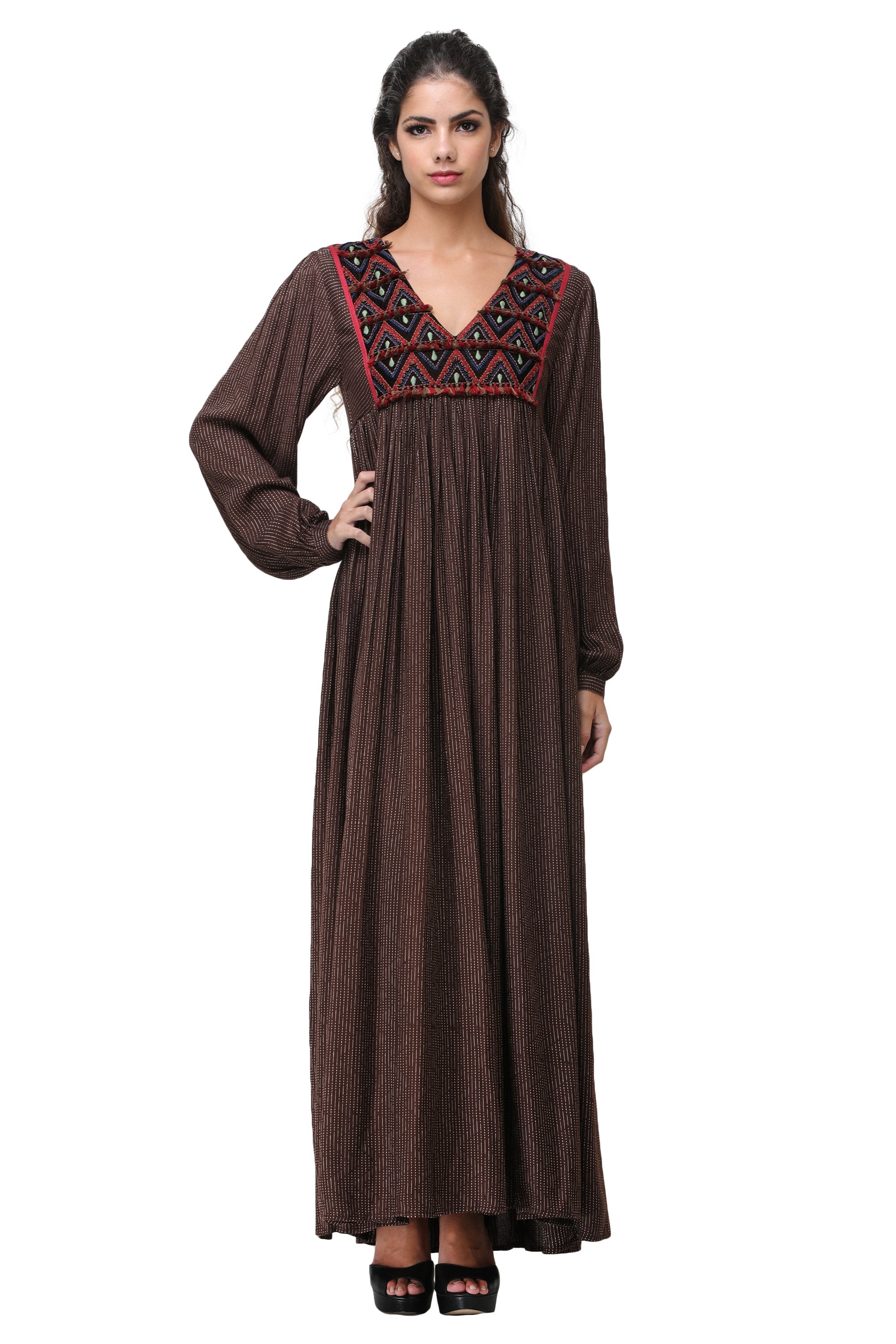 Pinnacle By Shruti Sancheti - Brown Embroidered Maxi