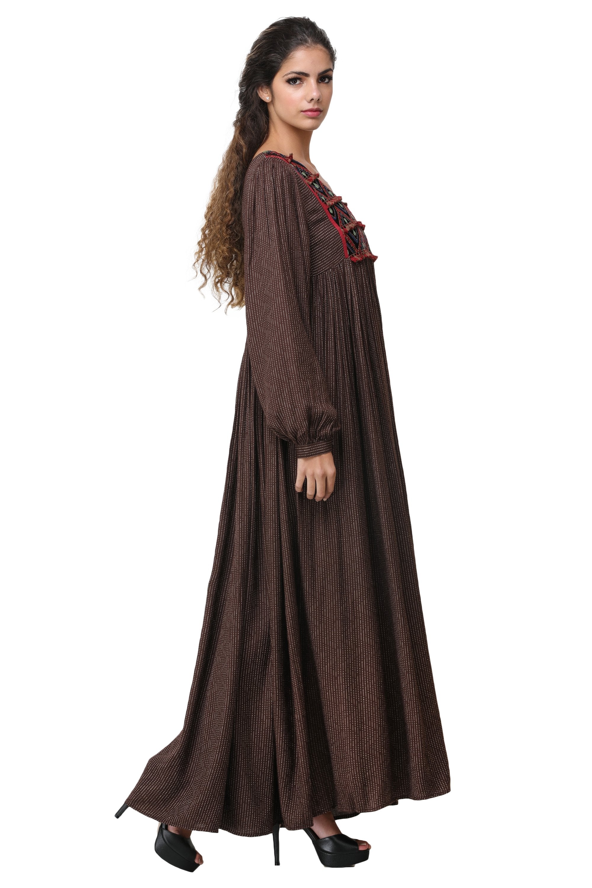 Pinnacle By Shruti Sancheti - Brown Embroidered Maxi