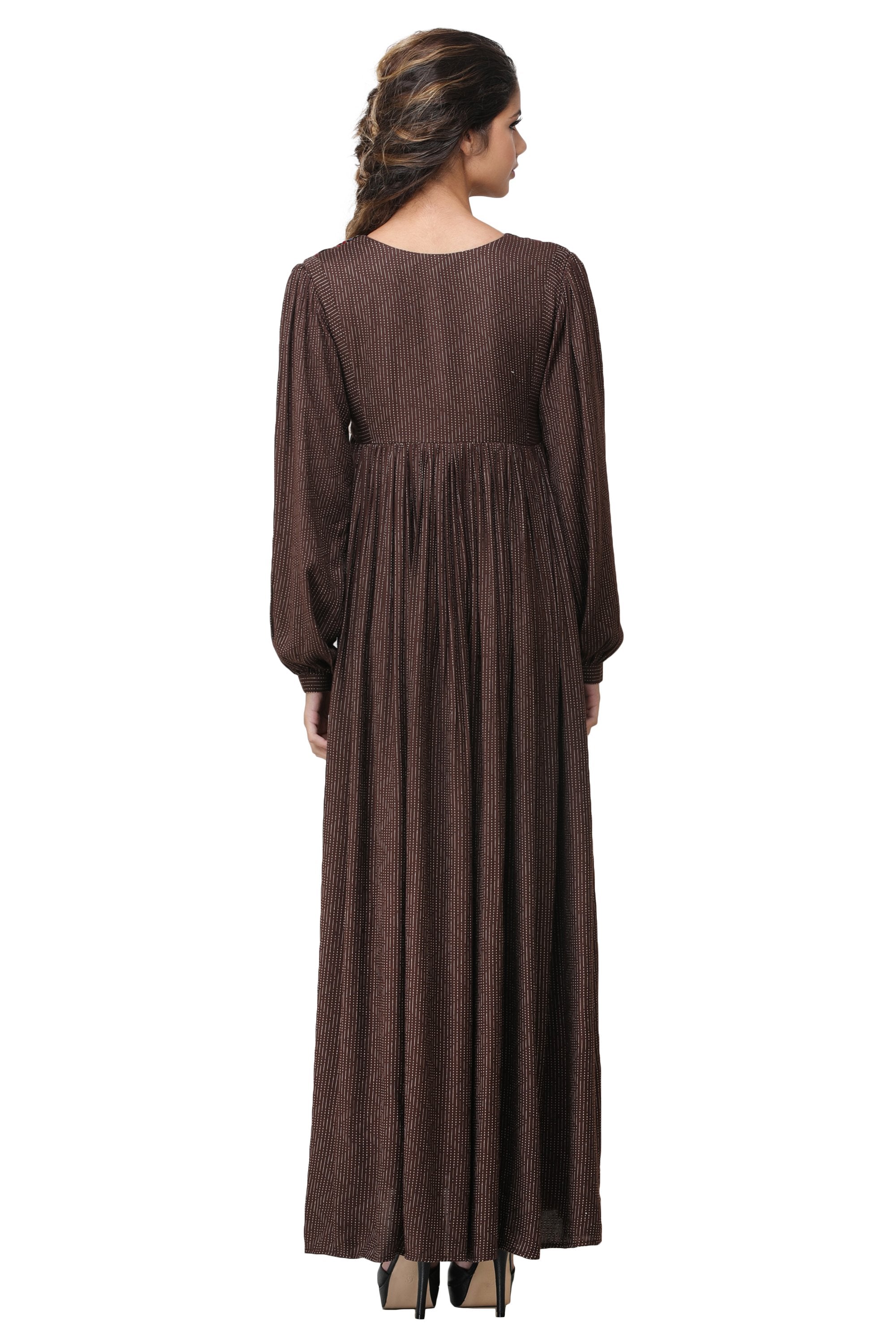 Pinnacle By Shruti Sancheti - Brown Embroidered Maxi