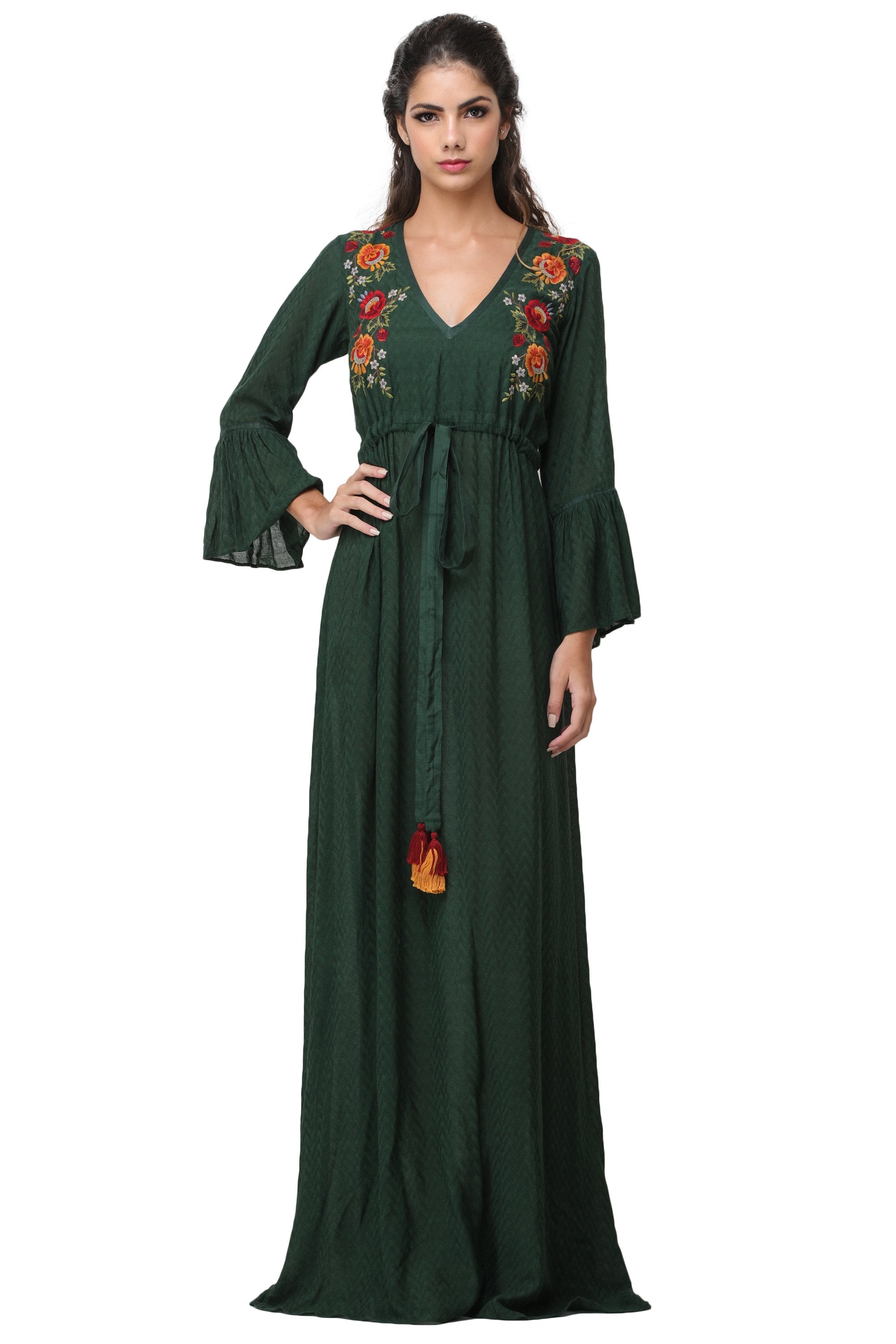 Pinnacle By Shruti Sancheti - Green Kaftan Embroidered Maxi