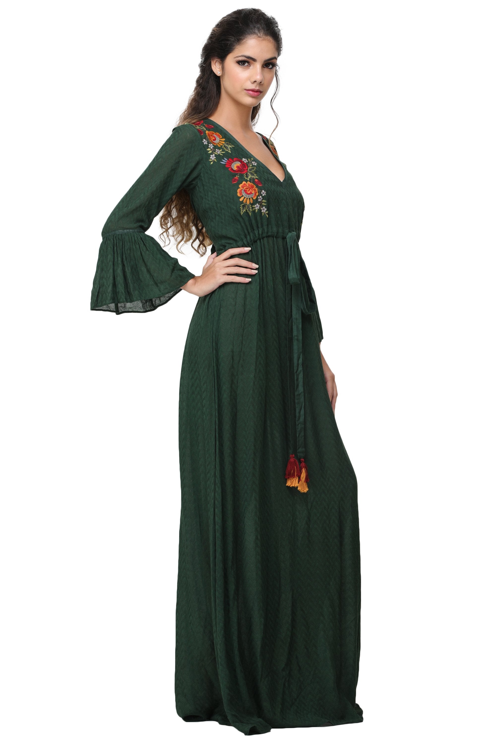 Pinnacle By Shruti Sancheti - Green Kaftan Embroidered Maxi