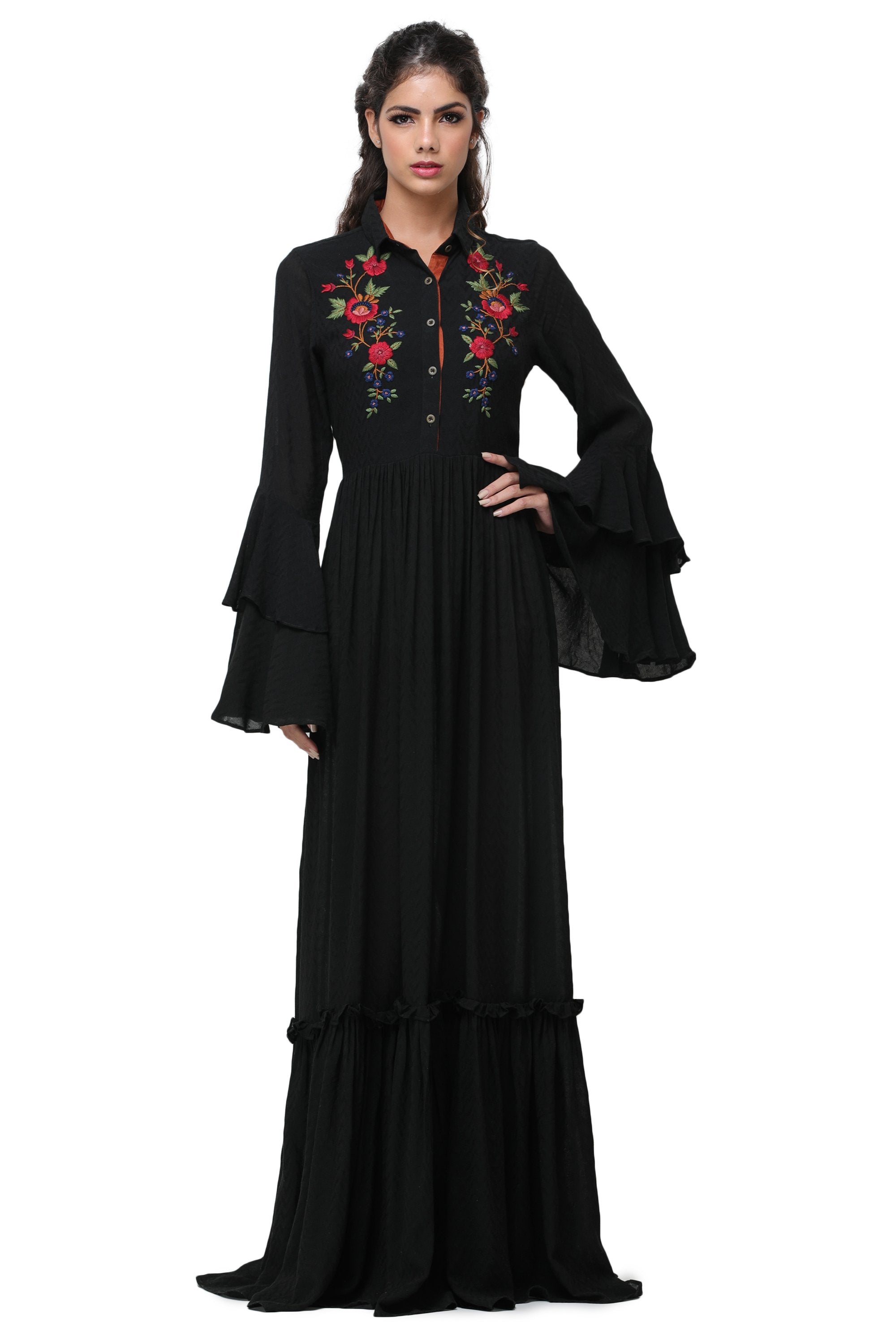 Pinnacle By Shruti Sancheti - Black Embroidered Maxi