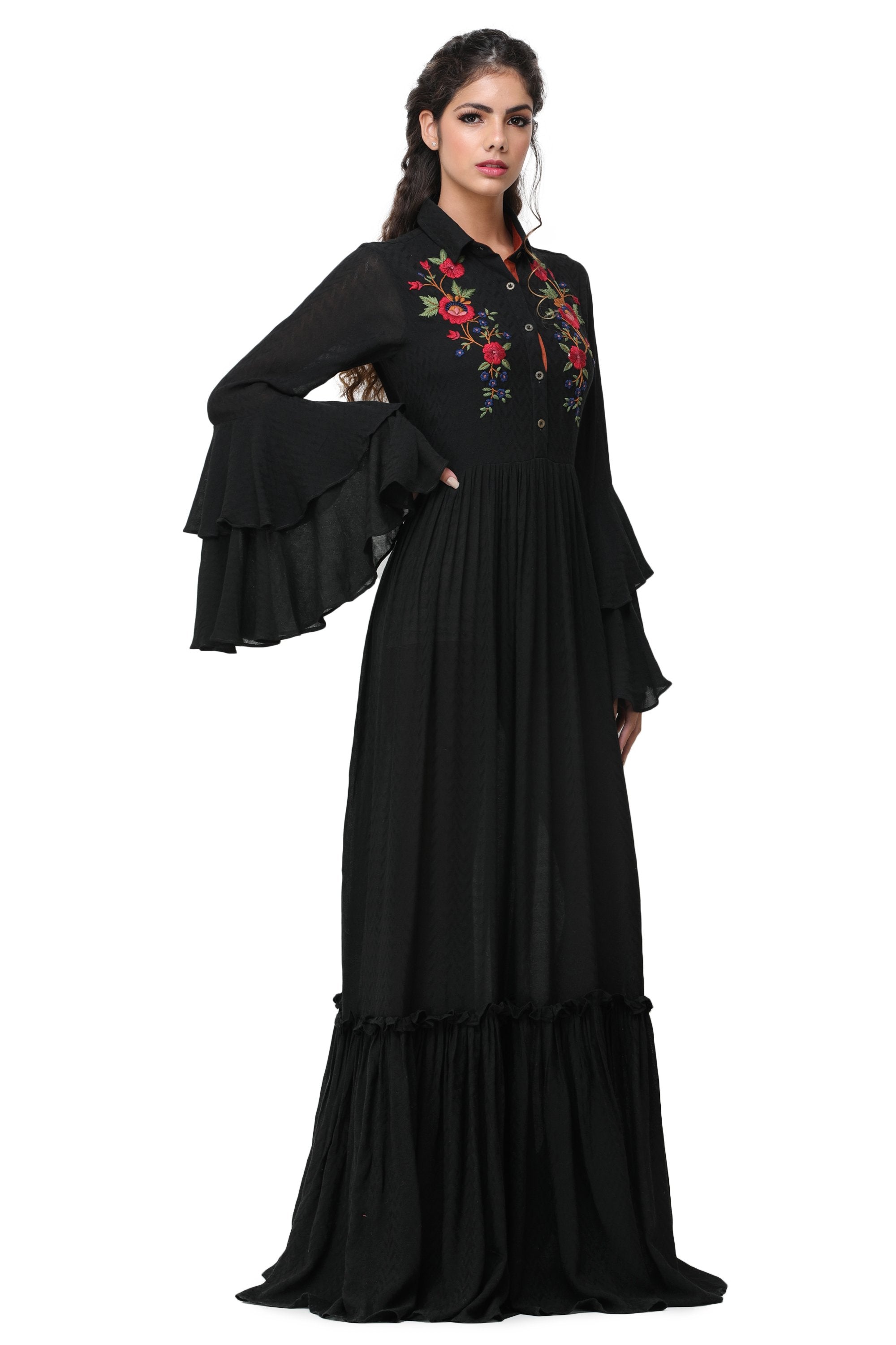 Pinnacle By Shruti Sancheti - Black Embroidered Maxi