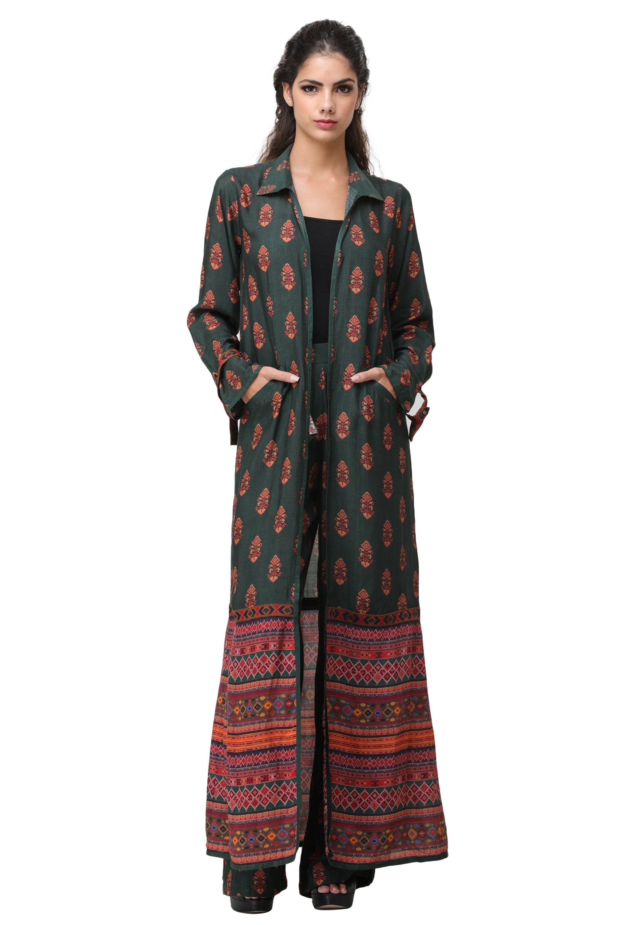 Pinnacle By Shruti Sancheti - Green Printed Pant Suit