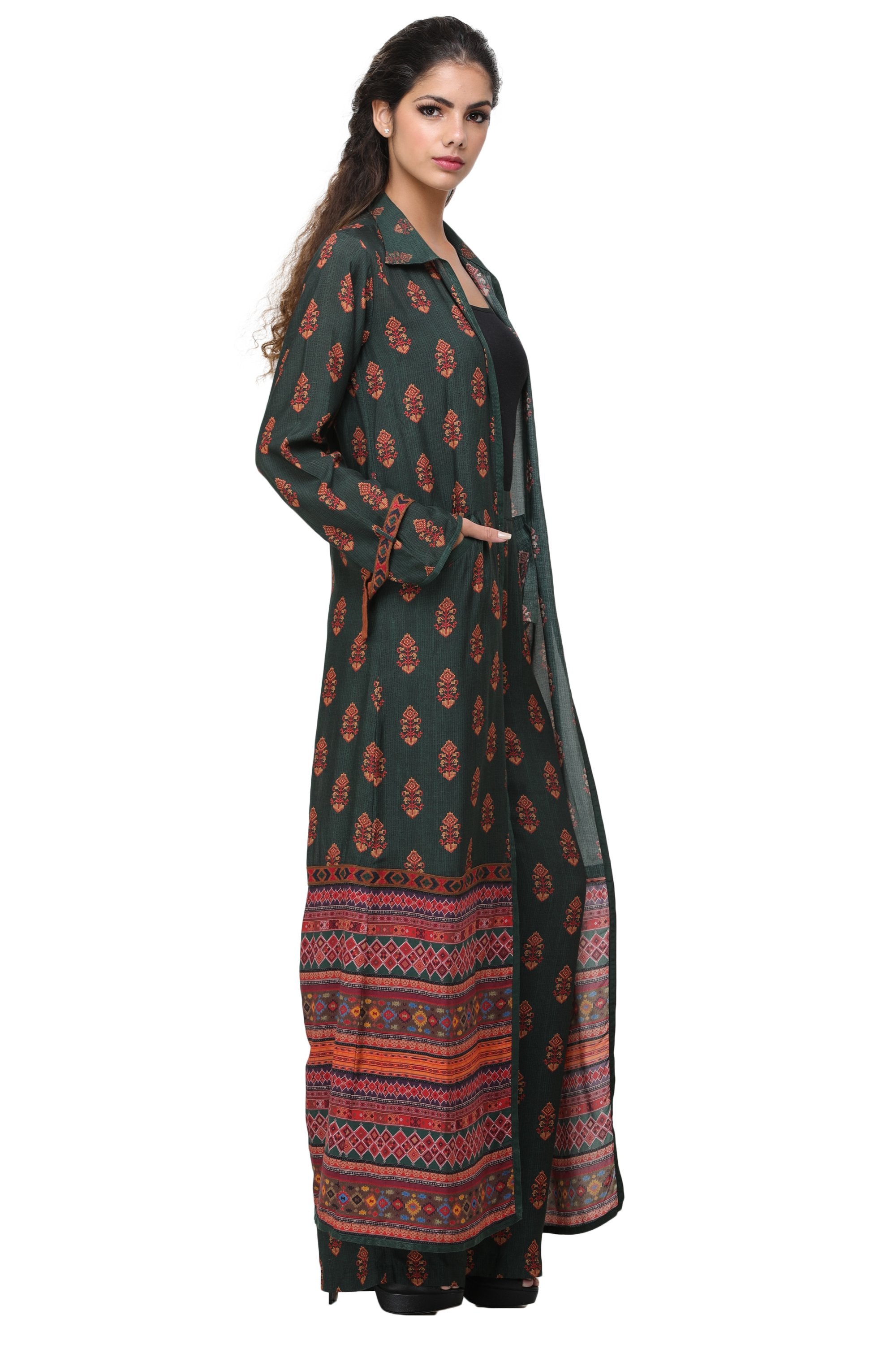 Pinnacle By Shruti Sancheti - Green Printed Pant Suit