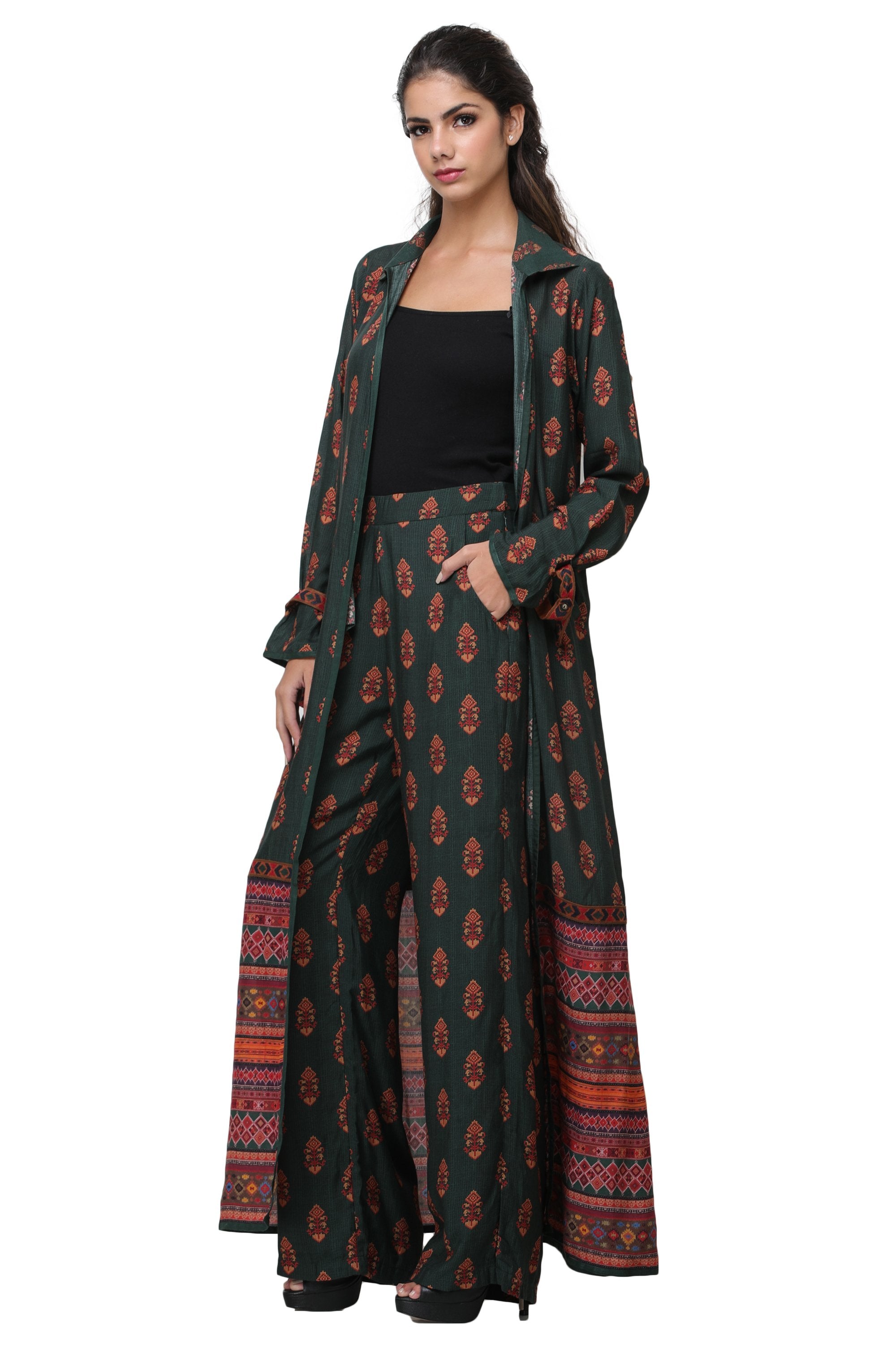 Pinnacle By Shruti Sancheti - Green Printed Pant Suit
