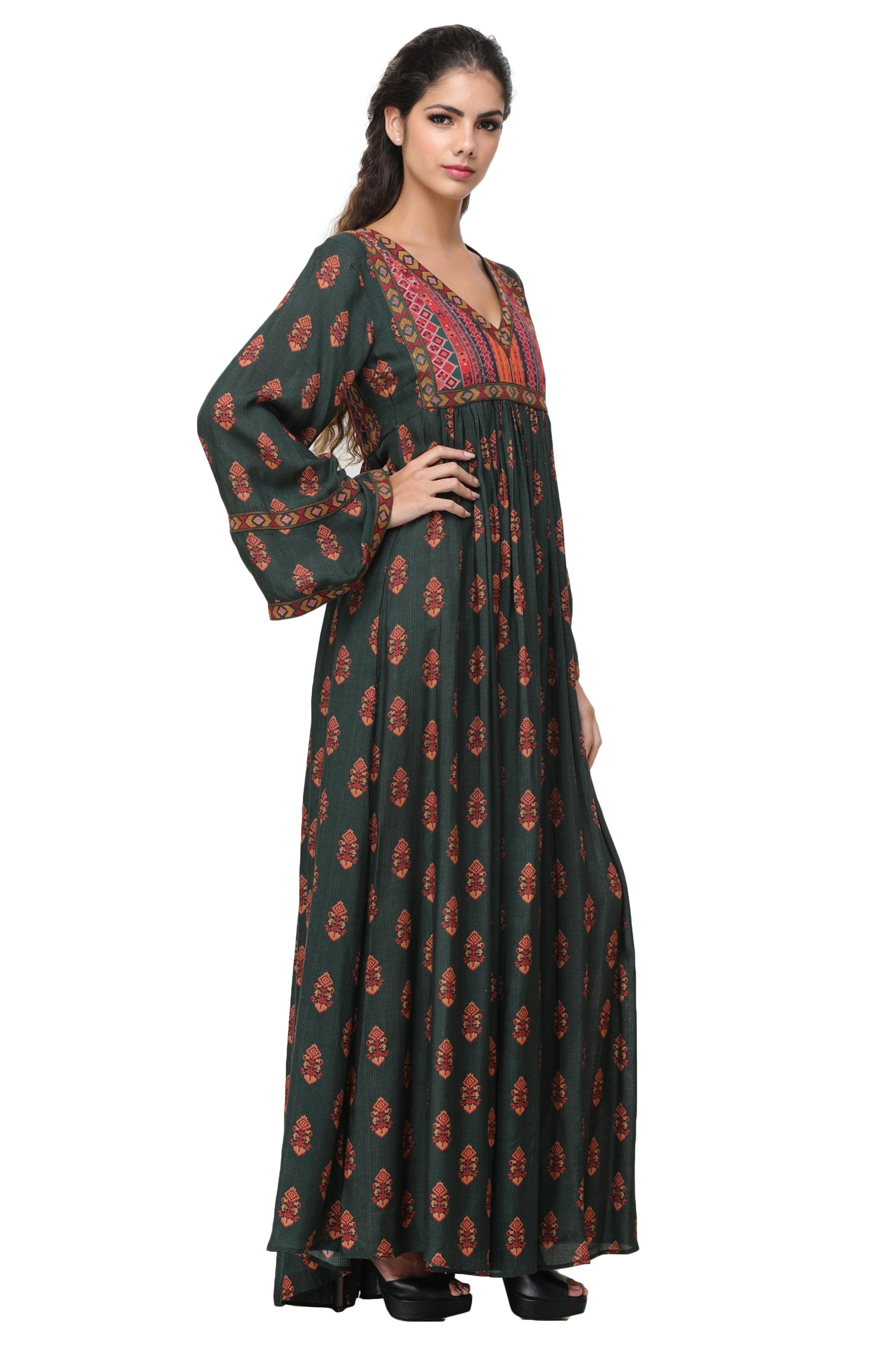 Pinnacle By Shruti Sancheti - Green Printed Maxi