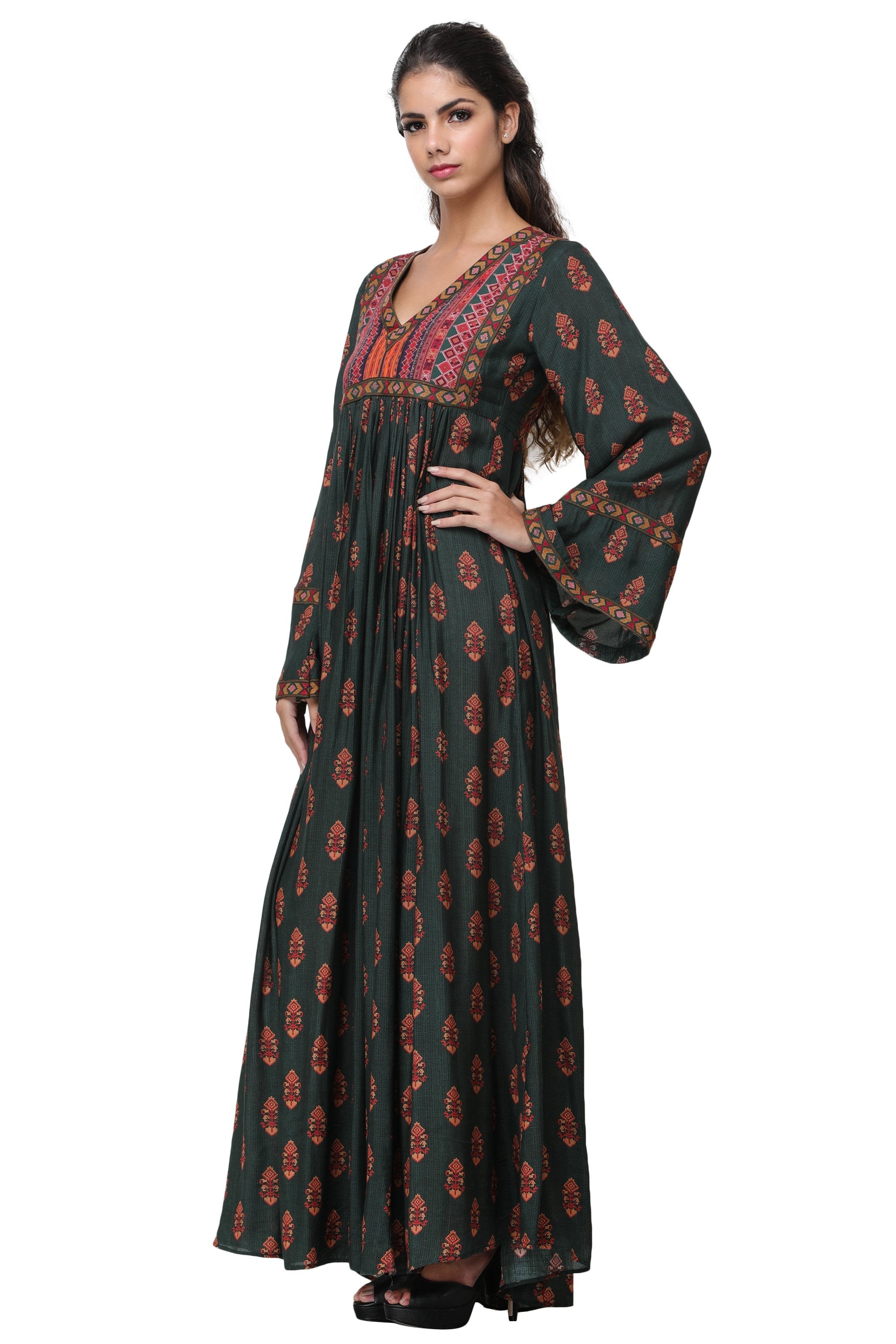 Pinnacle By Shruti Sancheti - Green Printed Maxi