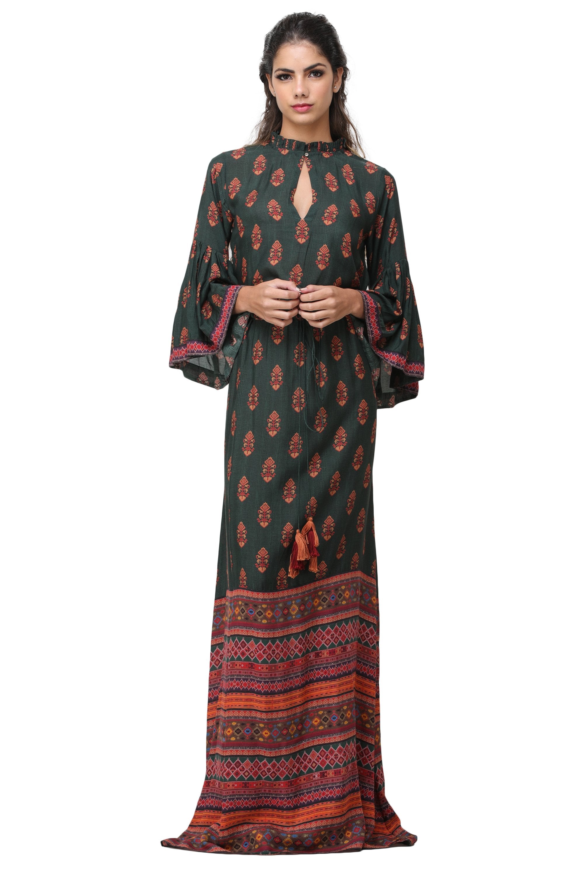 Pinnacle By Shruti Sancheti - Green Printed Kaftan Maxi