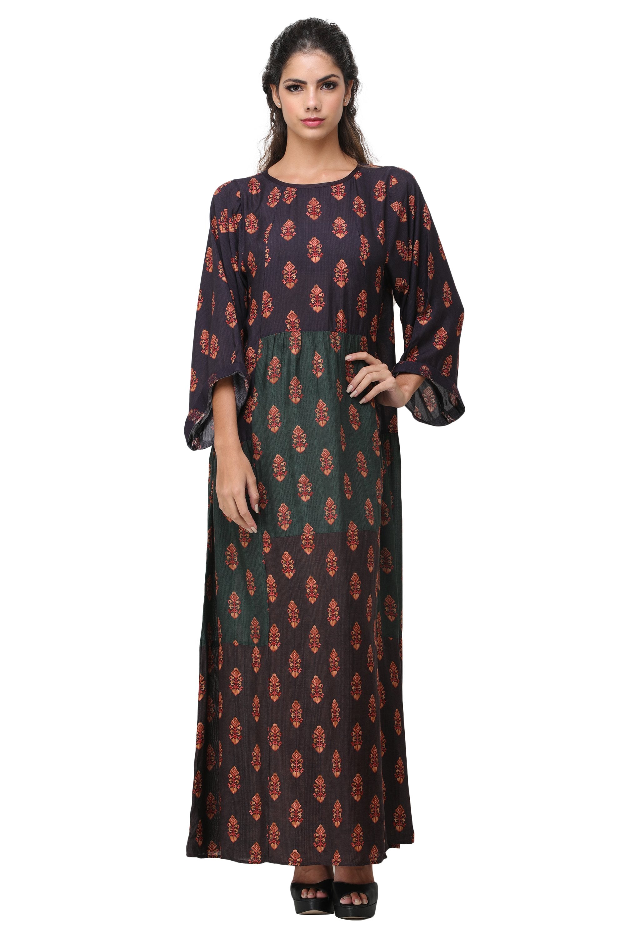 Pinnacle By Shruti Sancheti - Multi Color Printed Blocked Maxi