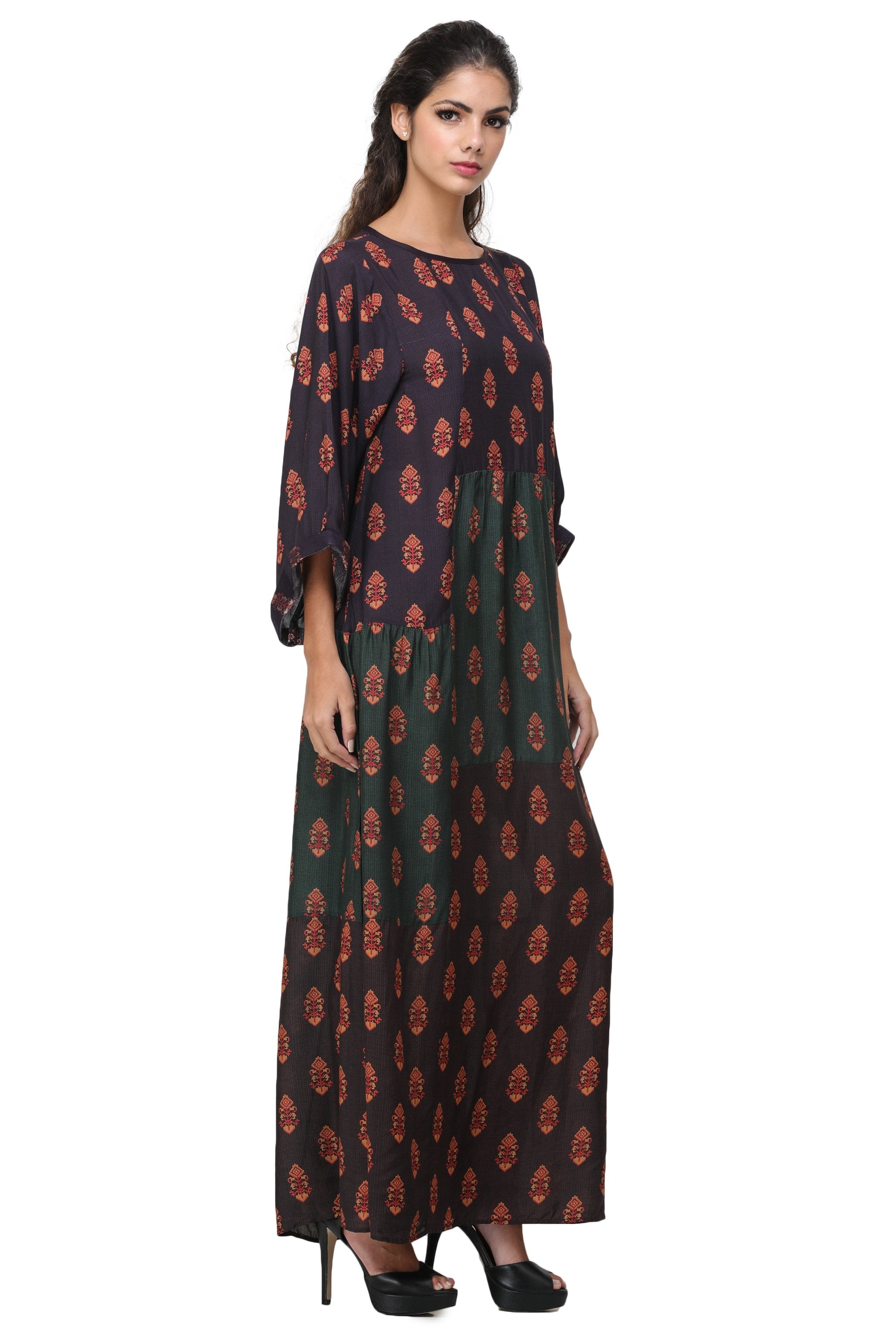 Pinnacle By Shruti Sancheti - Multi Color Printed Blocked Maxi