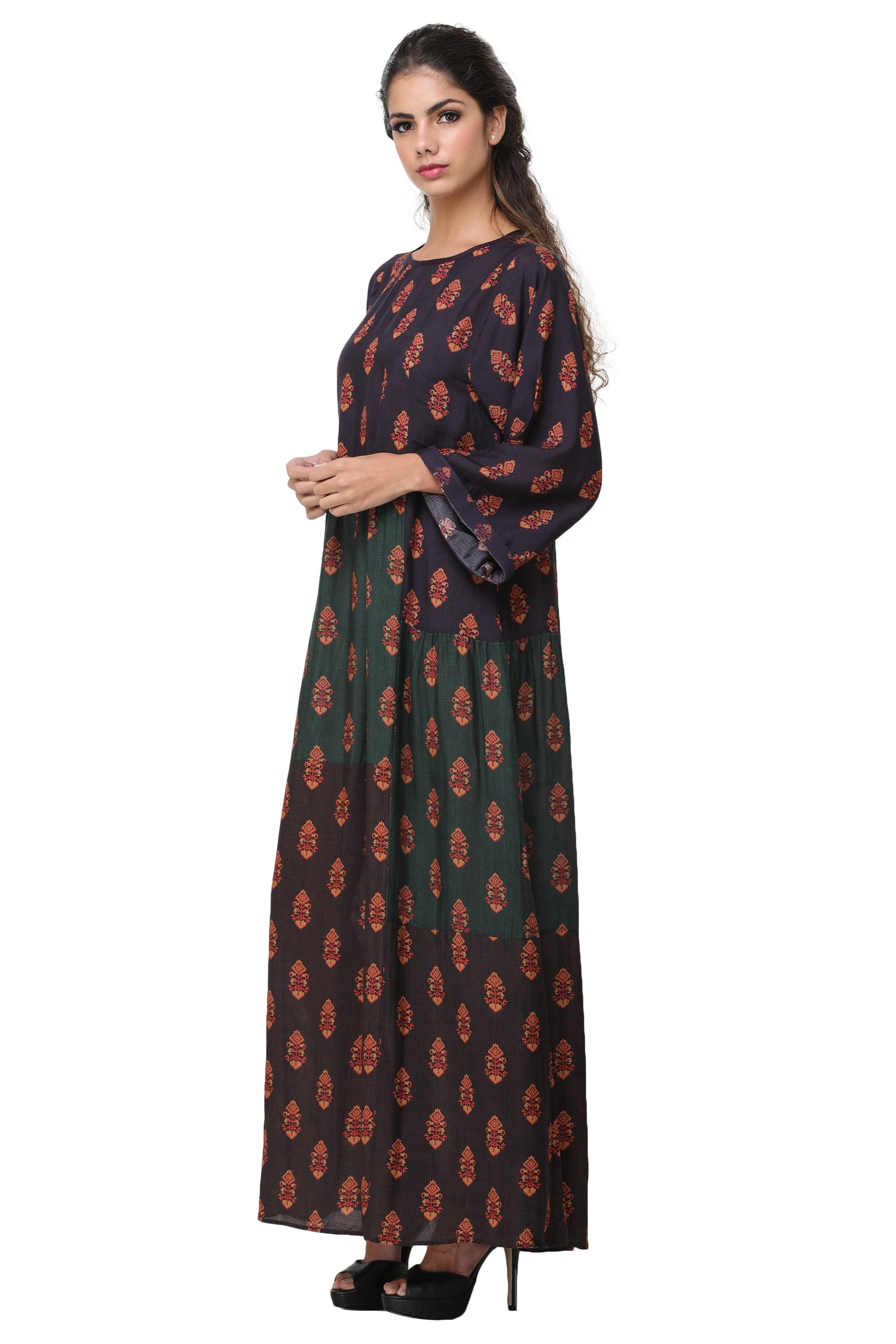 Pinnacle By Shruti Sancheti - Multi Color Printed Blocked Maxi