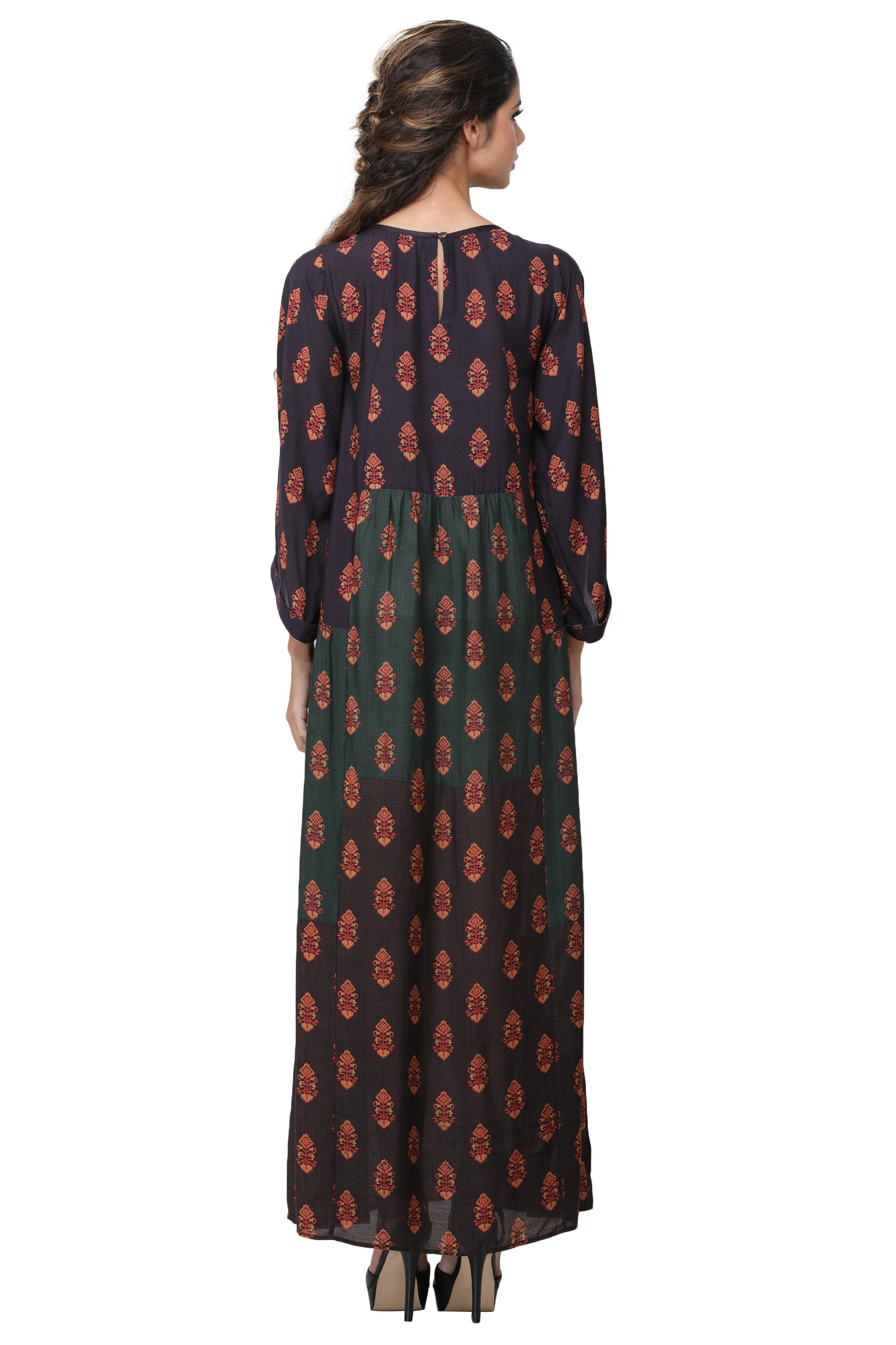Pinnacle By Shruti Sancheti - Multi Color Printed Blocked Maxi
