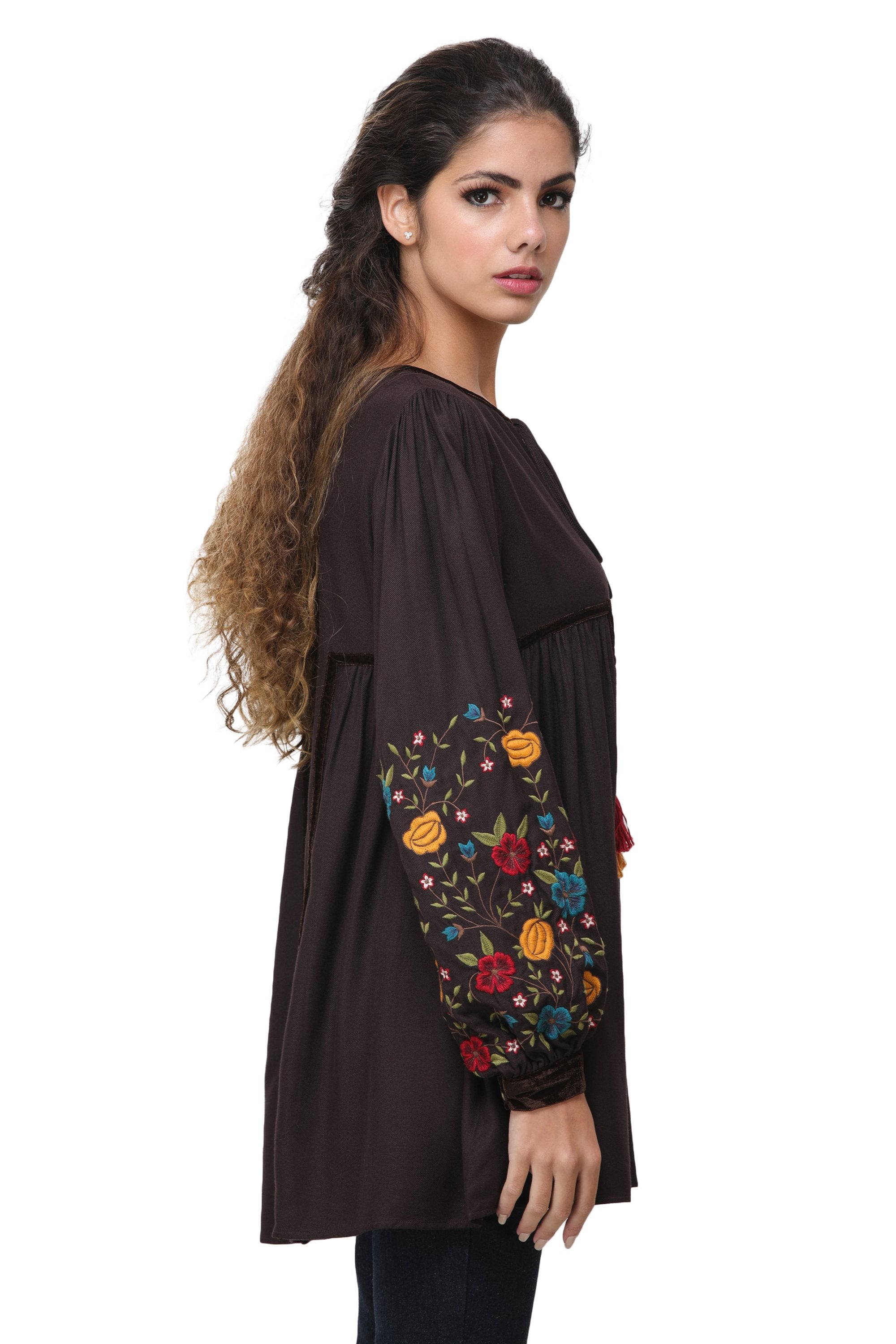 Pinnacle By Shruti Sancheti - Brown Embroidered Top