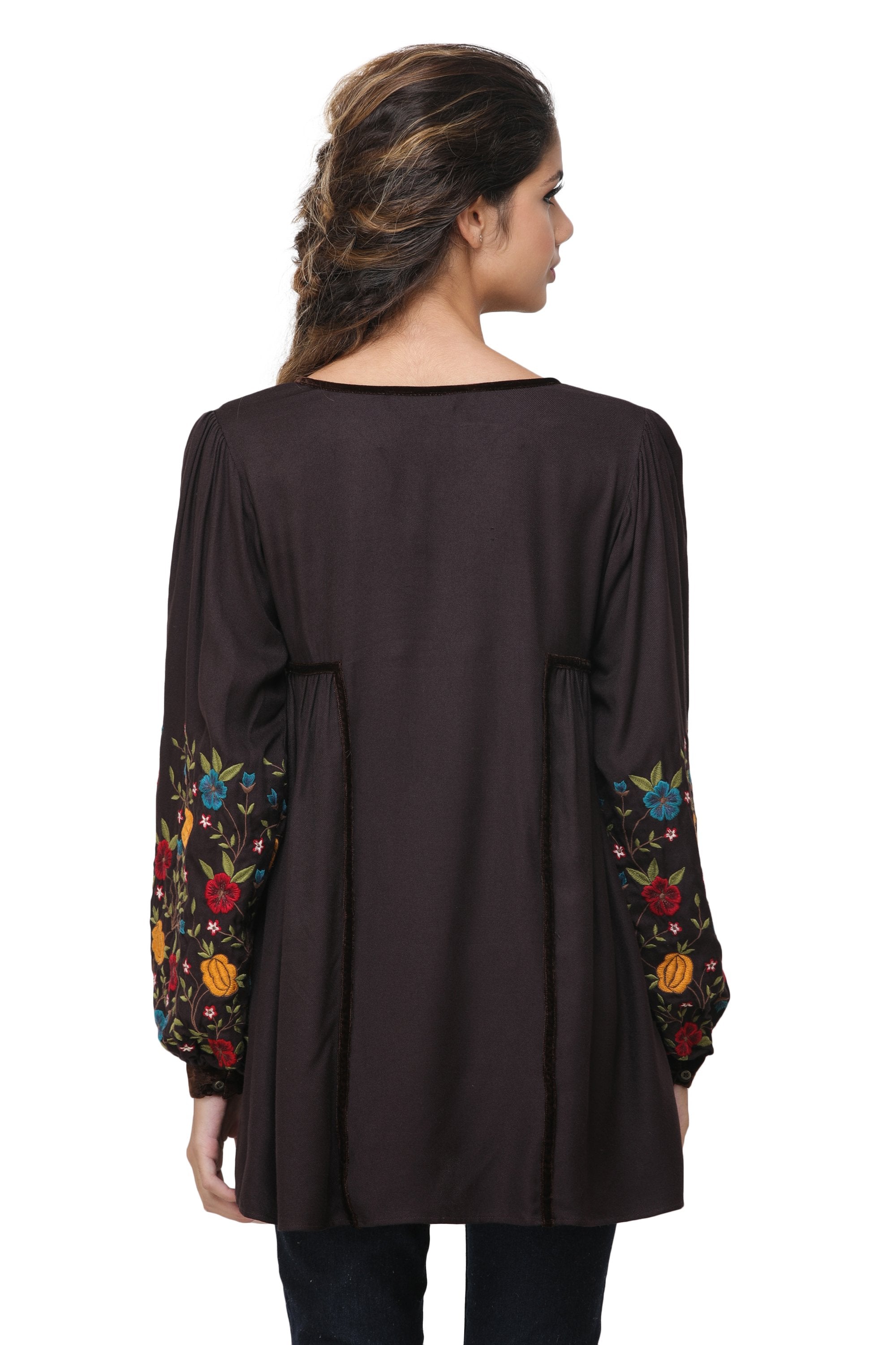 Pinnacle By Shruti Sancheti - Brown Embroidered Top