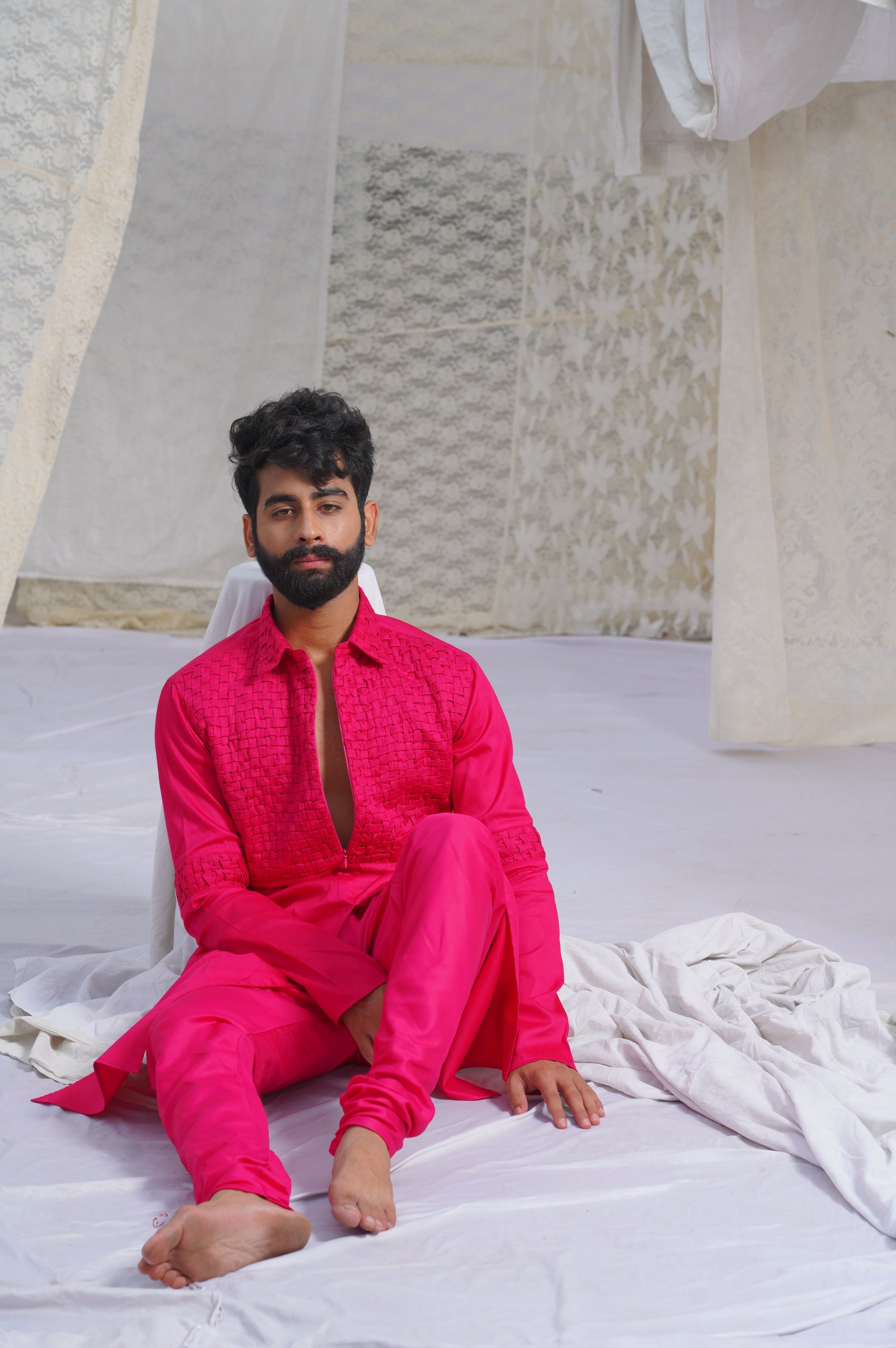 Runit Gupta - Bold Pink Kurta Set