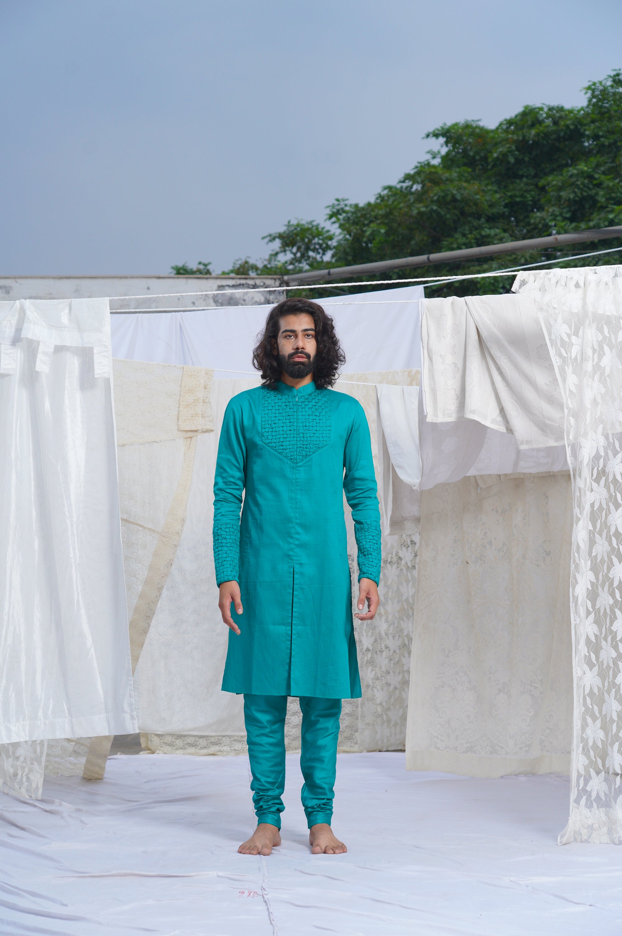 Runit Gupta - Turqoise Kurta Set