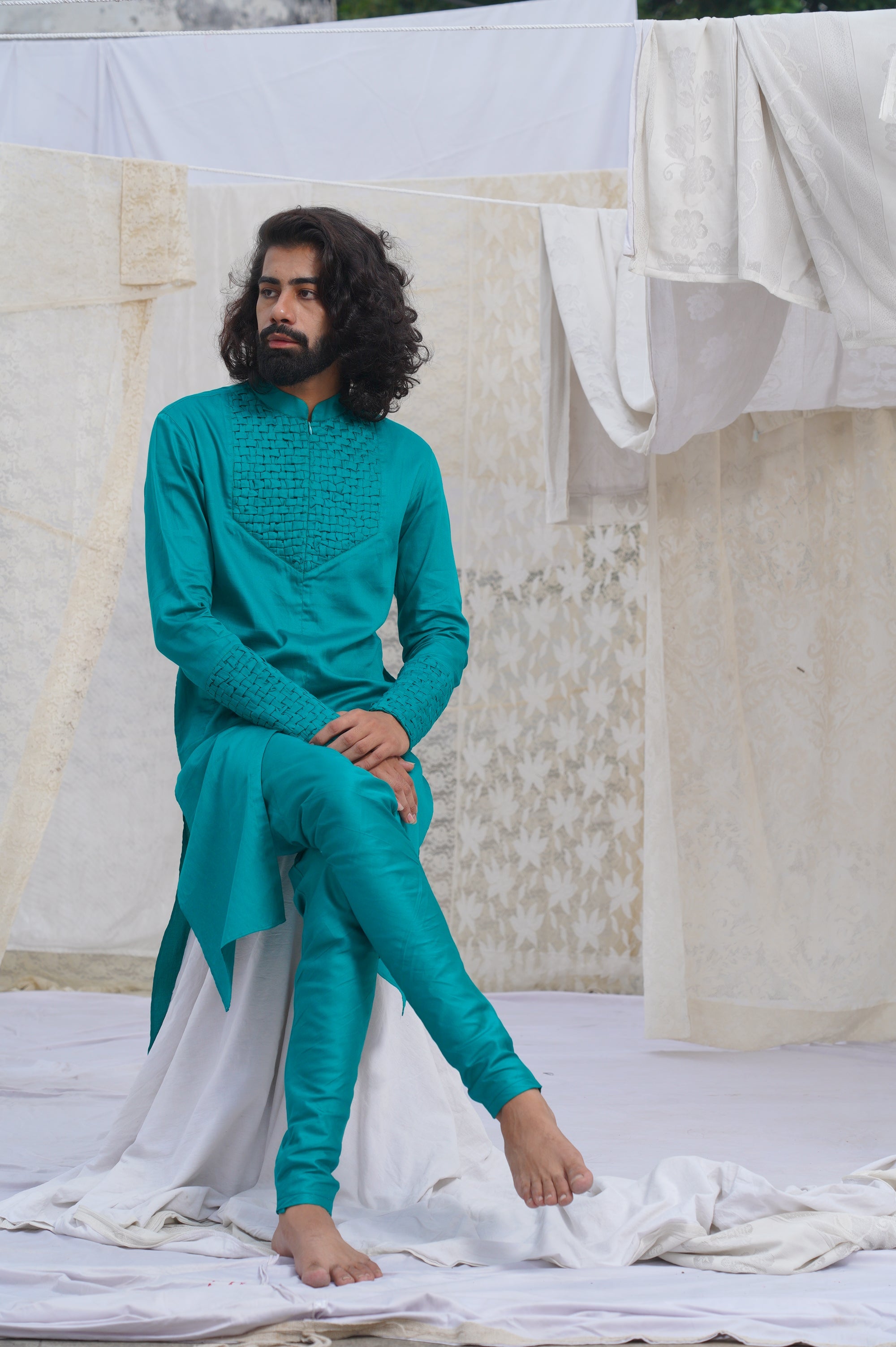 Runit Gupta - Turqoise Kurta Set
