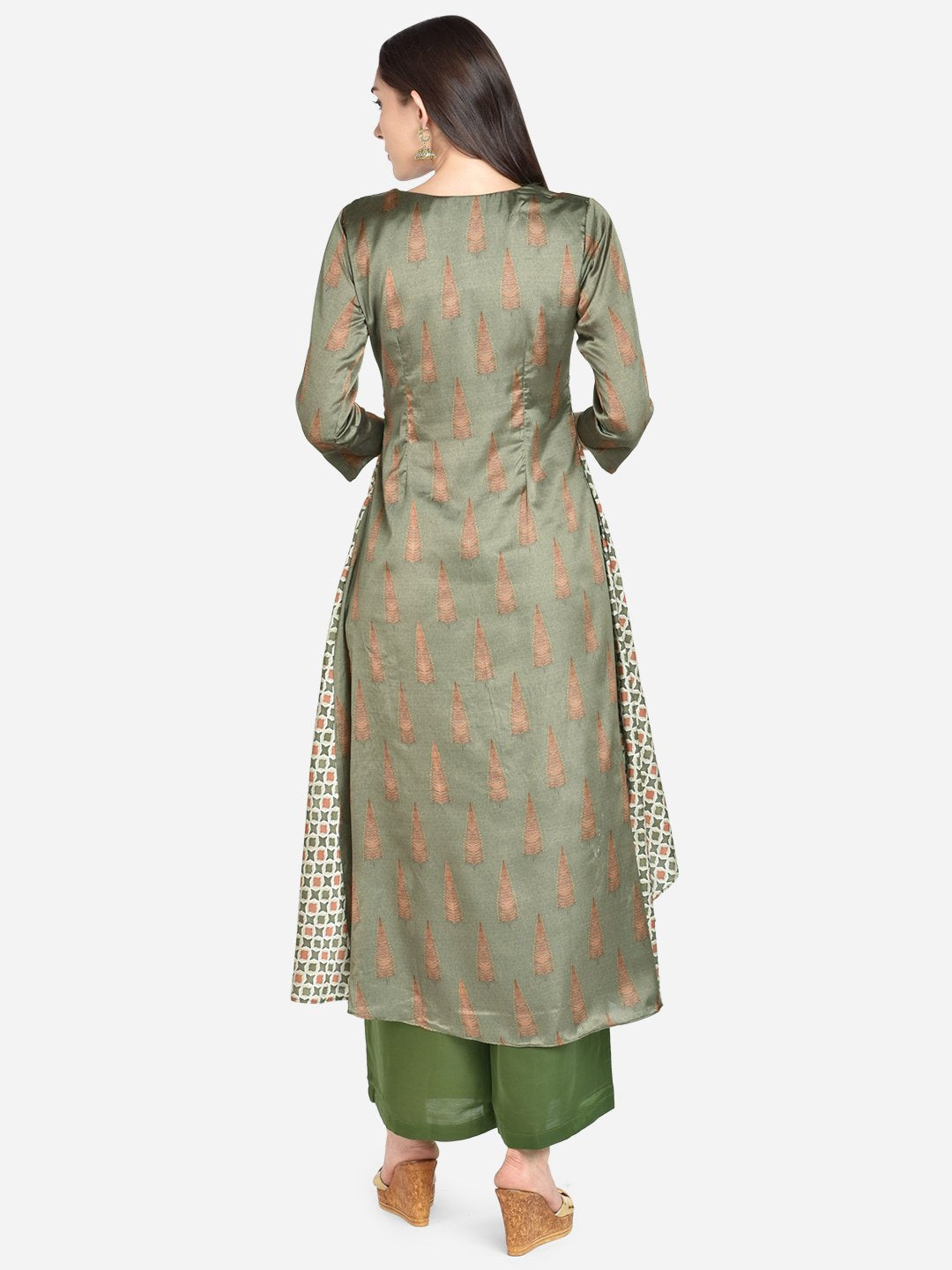 It Way Of Life - Green Tusser Woven Kurta