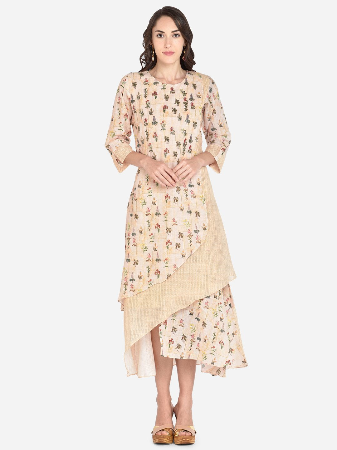 It Way Of Life - Yellow Printed Woven Kurti