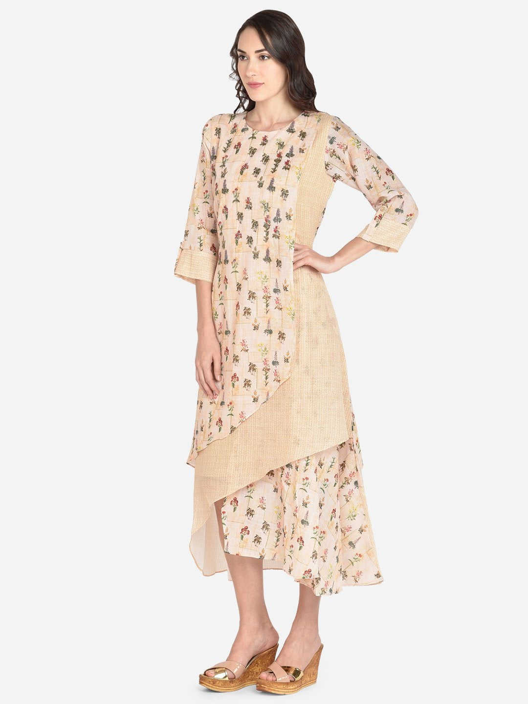 It Way Of Life - Yellow Printed Woven Kurti