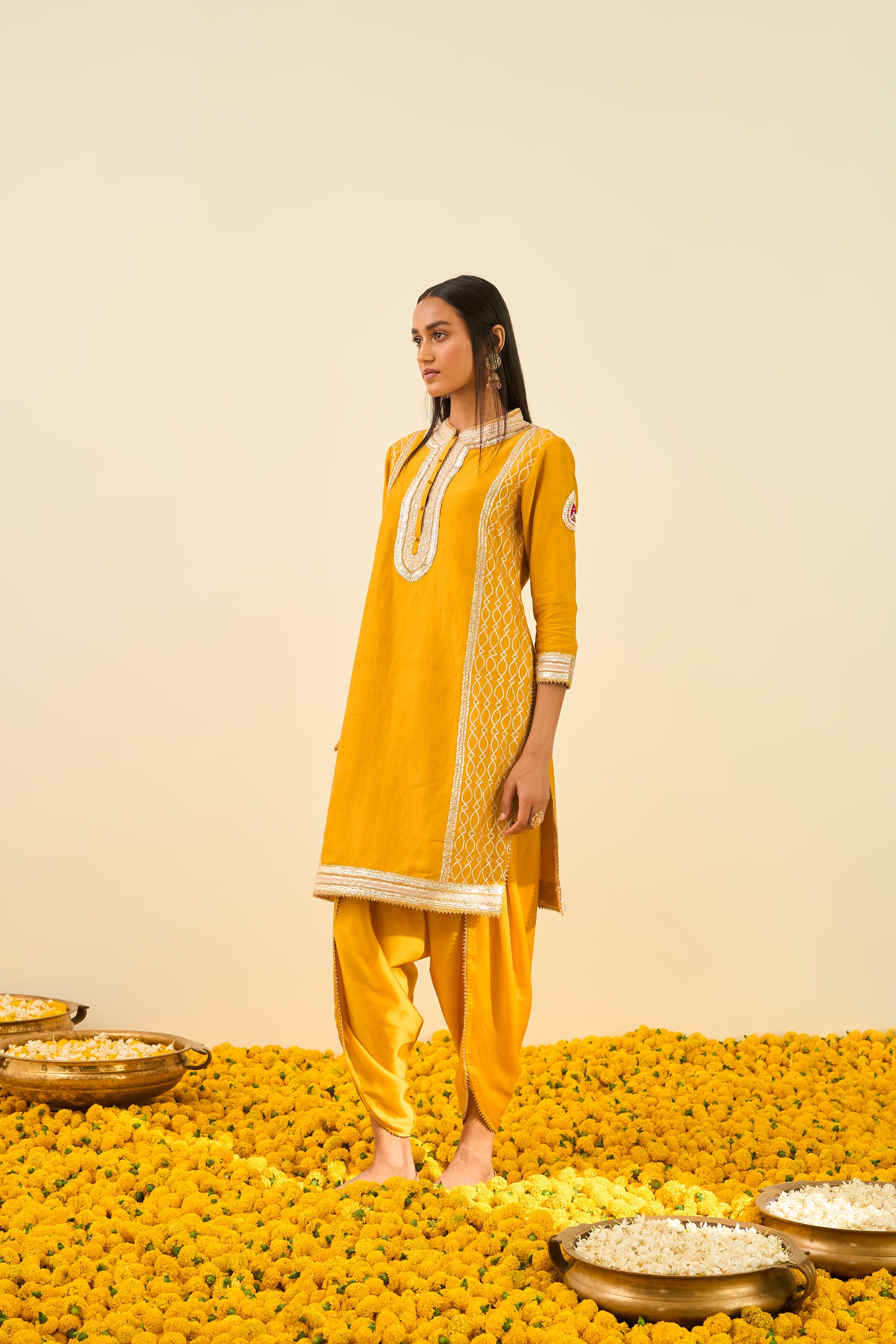 Sheetal Batra - Aliza - Glaze Mustard Embroidered Kurta Set
