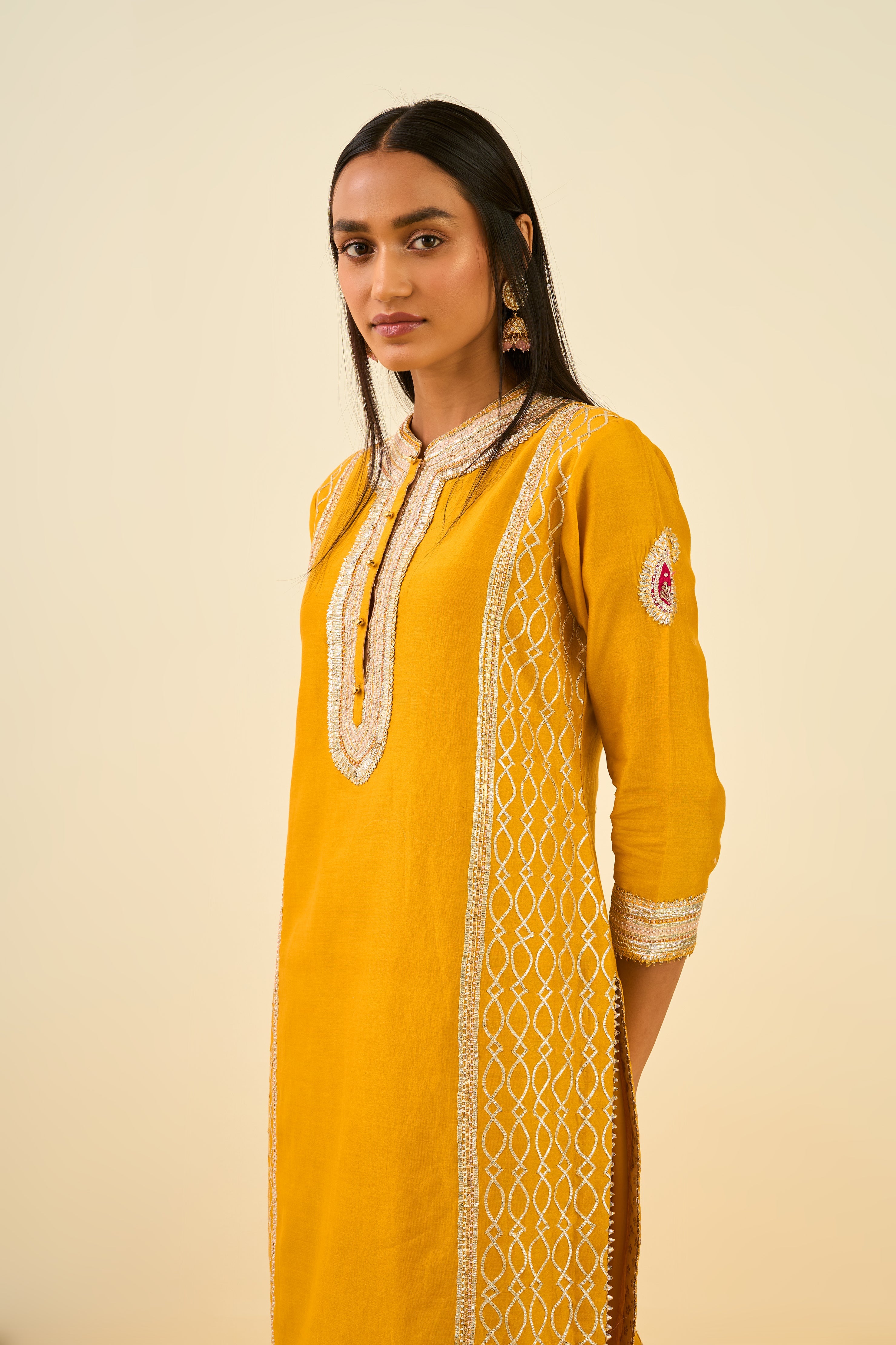 Sheetal Batra - Aliza - Glaze Mustard Embroidered Kurta Set