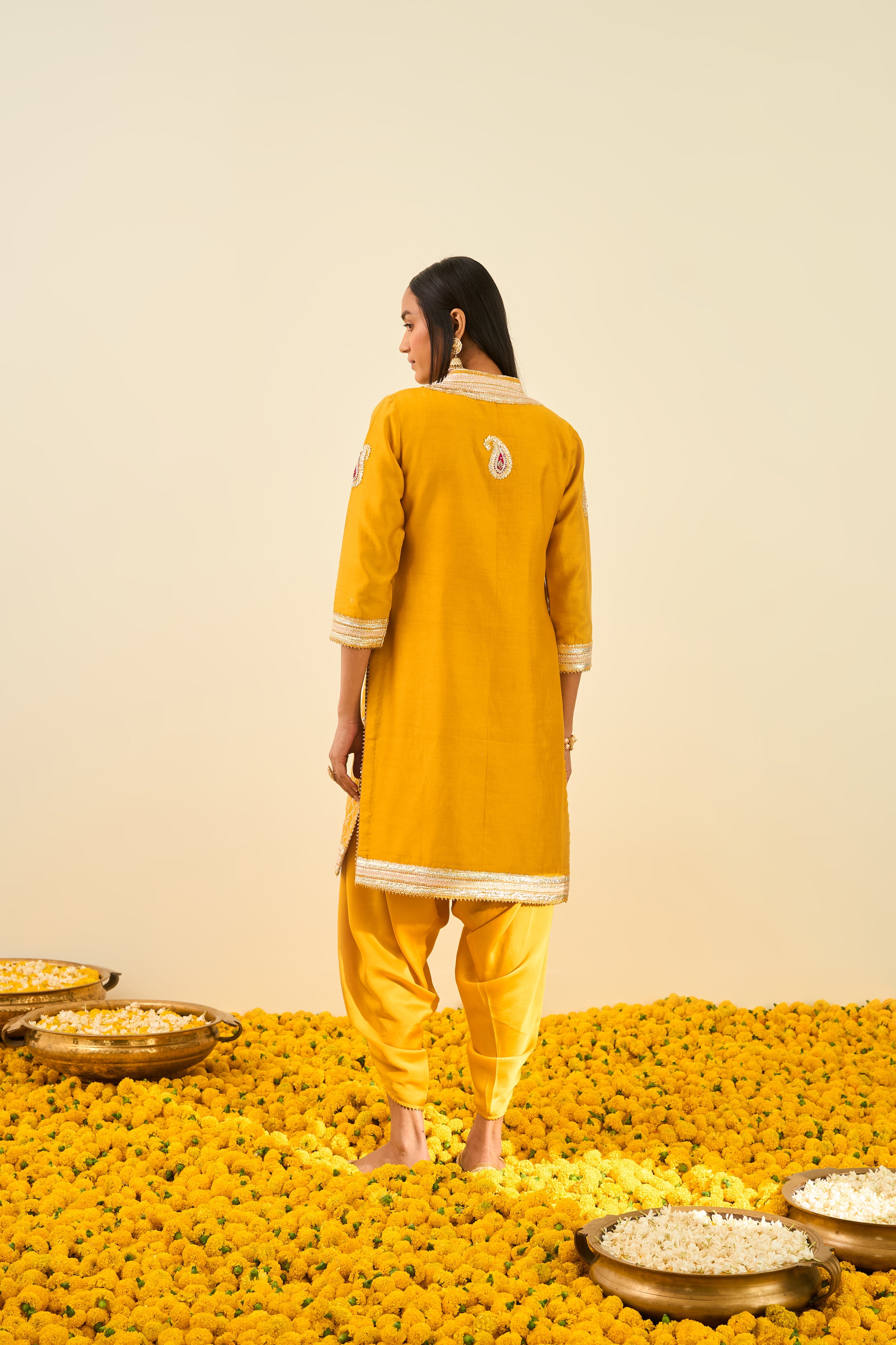 Sheetal Batra - Aliza - Glaze Mustard Embroidered Kurta Set