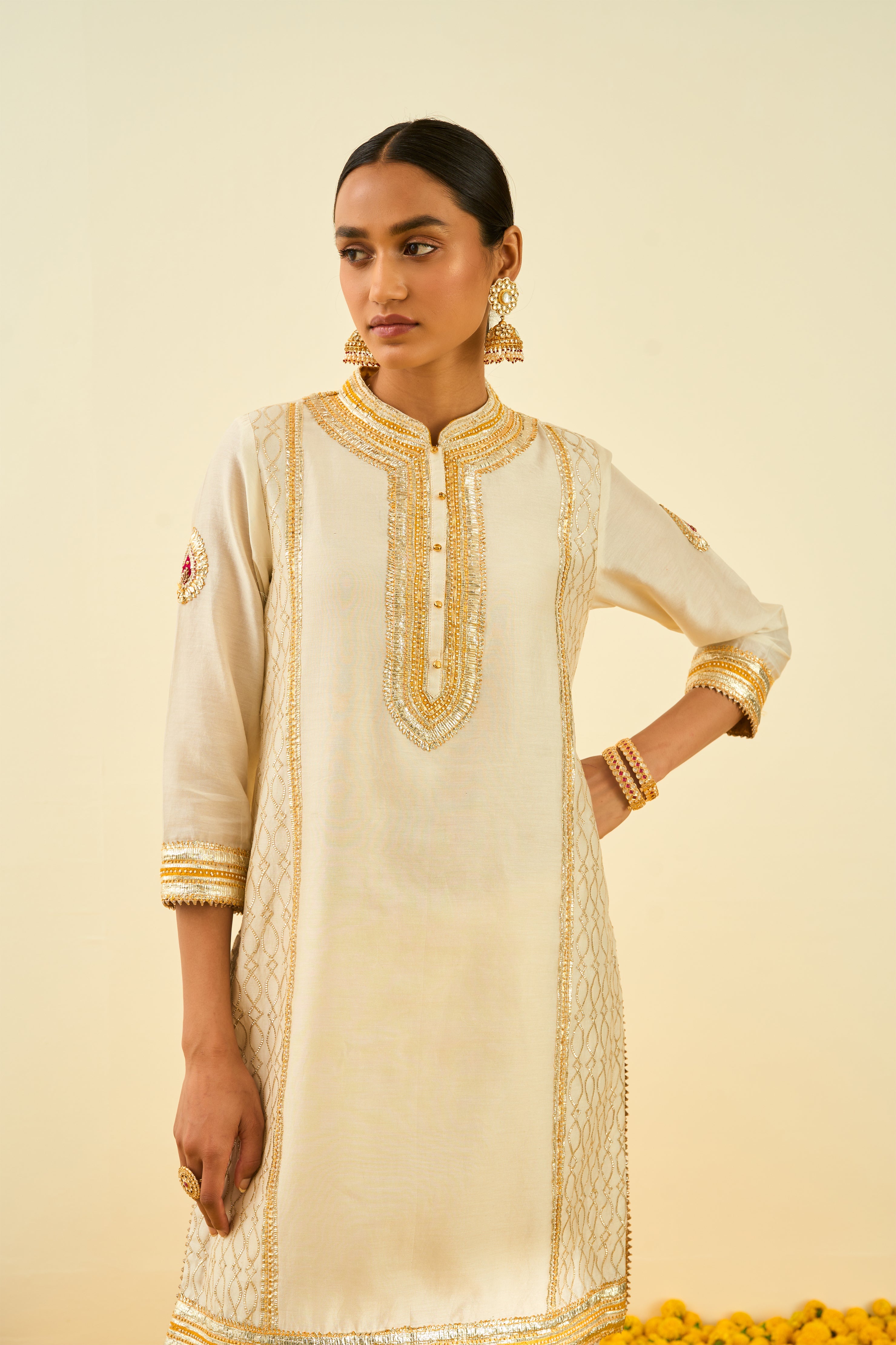 Sheetal Batra - Aliza - Daisy Ivory Embroidered Kurta Set