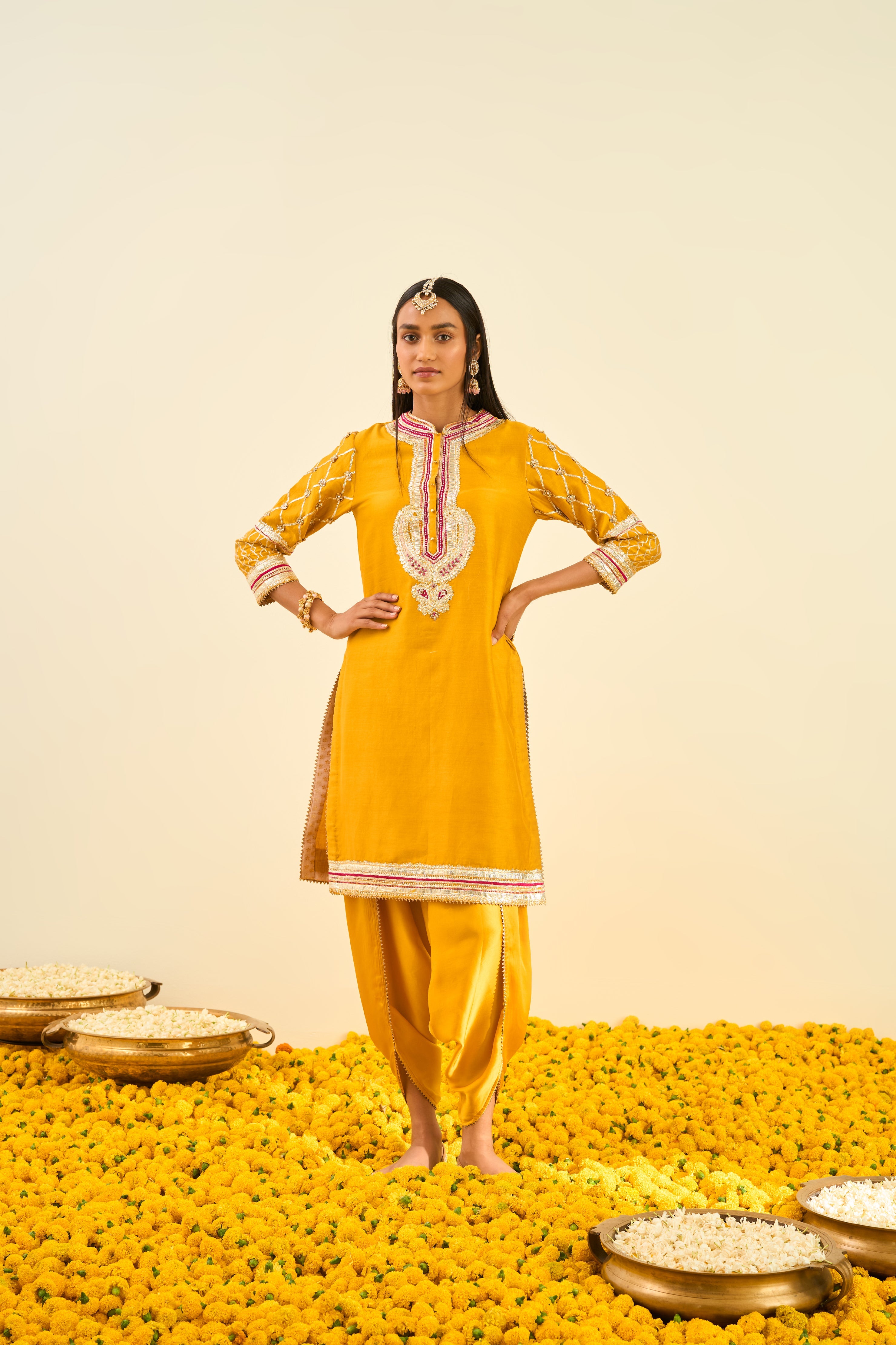 Sheetal Batra - Aminah - Glaze Mustard Embroidered Kurta Set