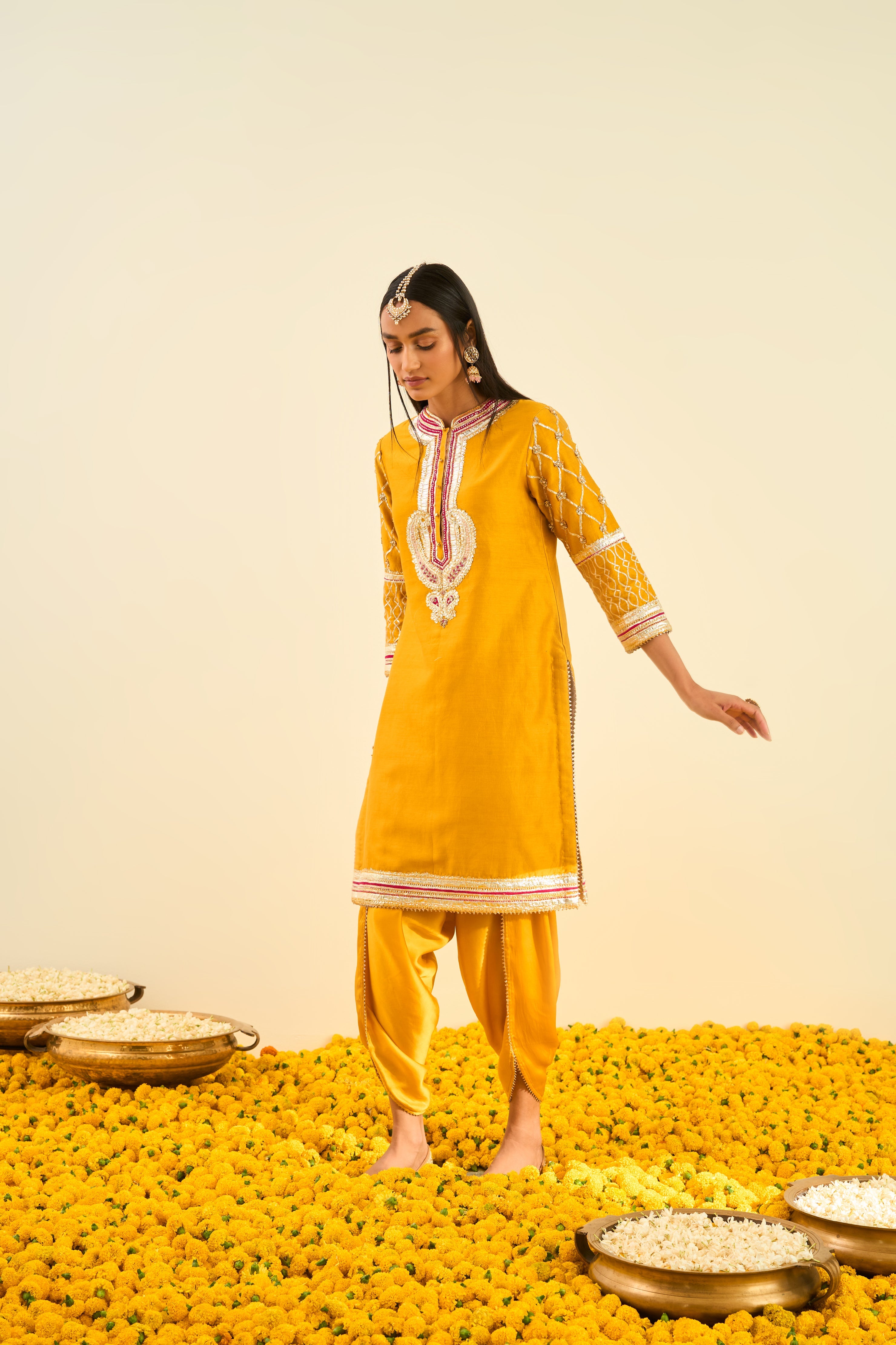 Sheetal Batra - Aminah - Glaze Mustard Embroidered Kurta Set