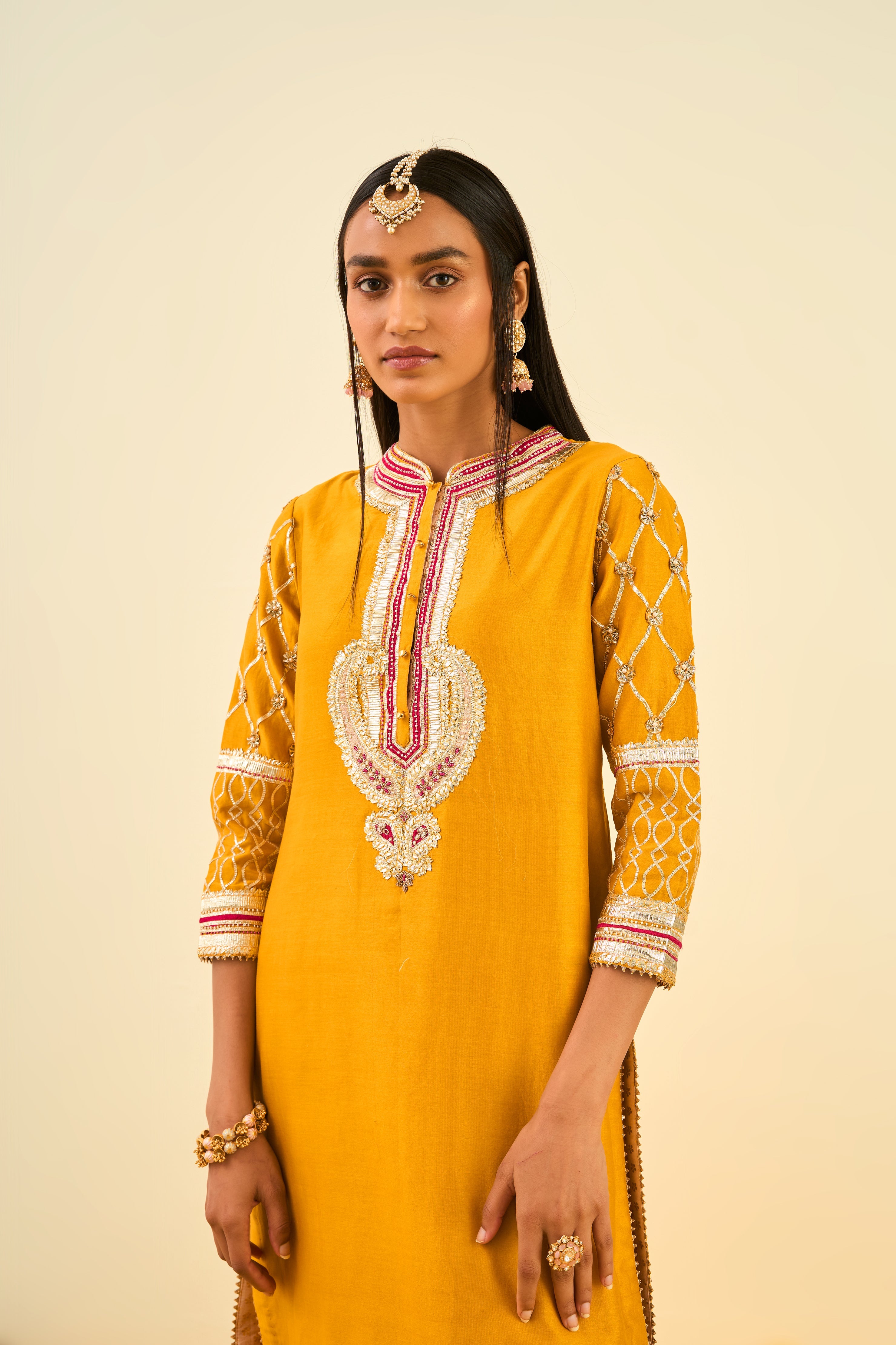 Sheetal Batra - Aminah - Glaze Mustard Embroidered Kurta Set