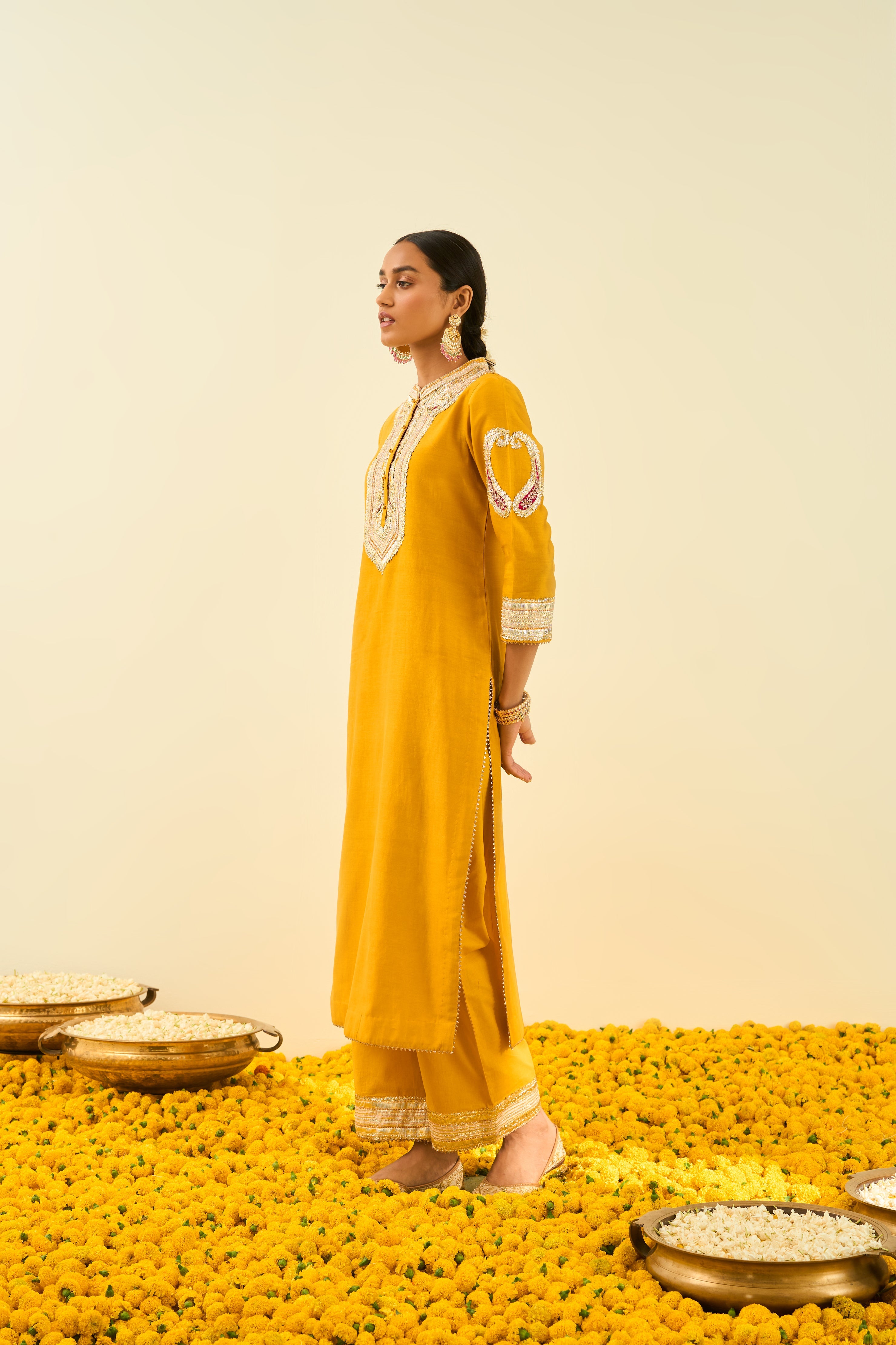 Sheetal Batra - Aliyah - Glaze Mustard Embroidered Kurta Set