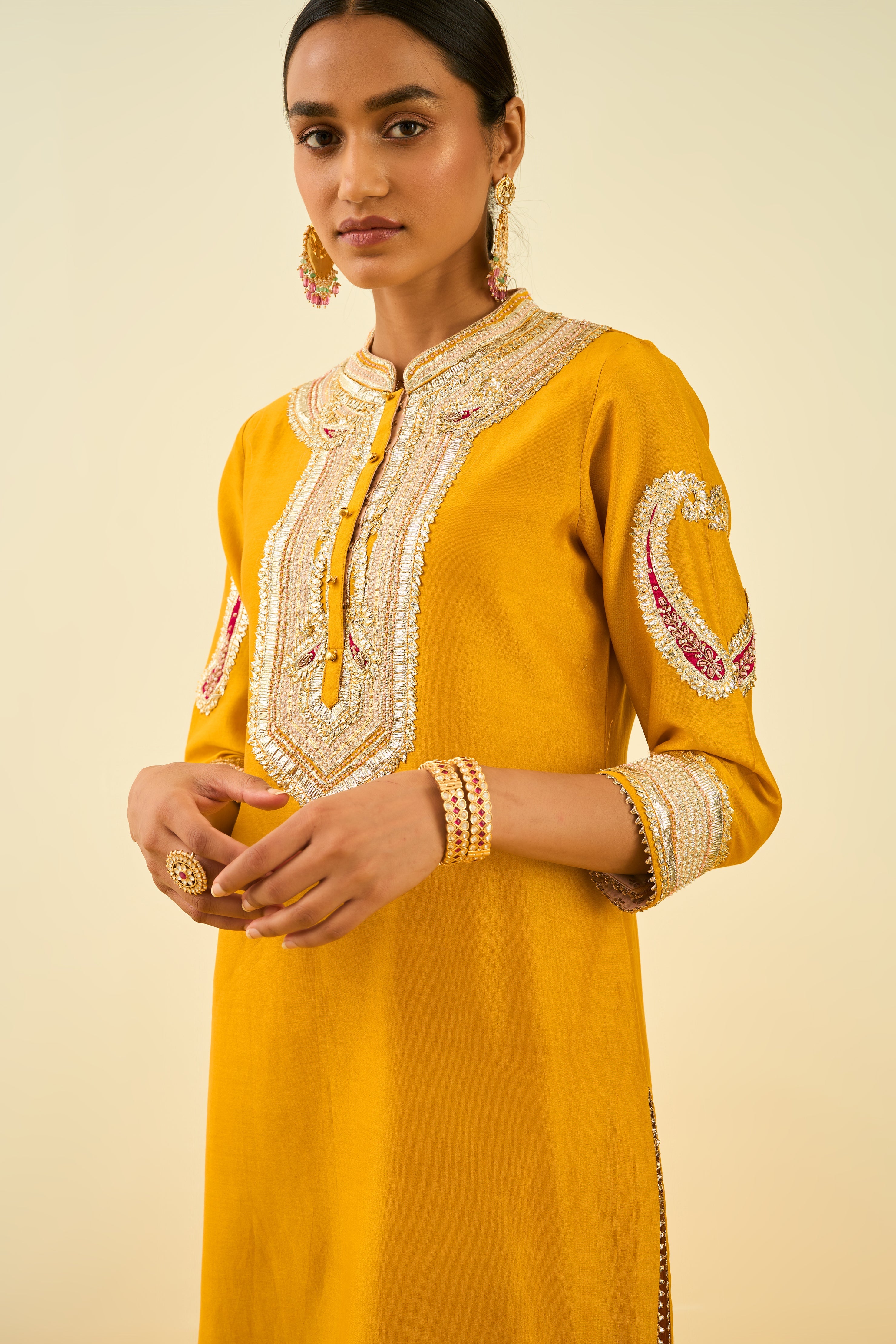 Sheetal Batra - Aliyah - Glaze Mustard Embroidered Kurta Set